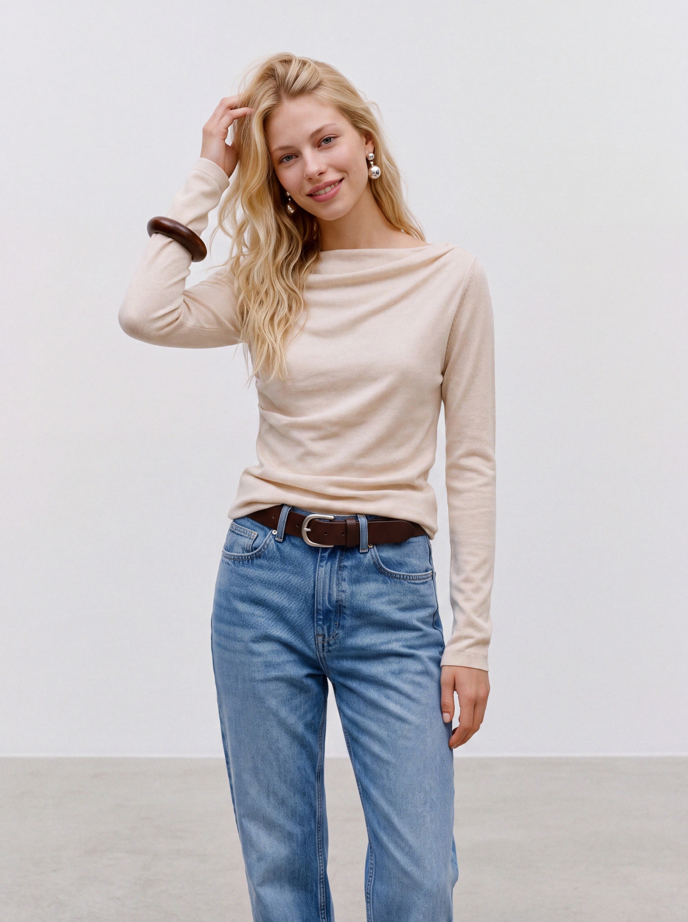 Vero Moda Strickpullover »VMSOFINE KNIT LS BOATNECK PULLOVER NOOS« Materialmix, regular fit