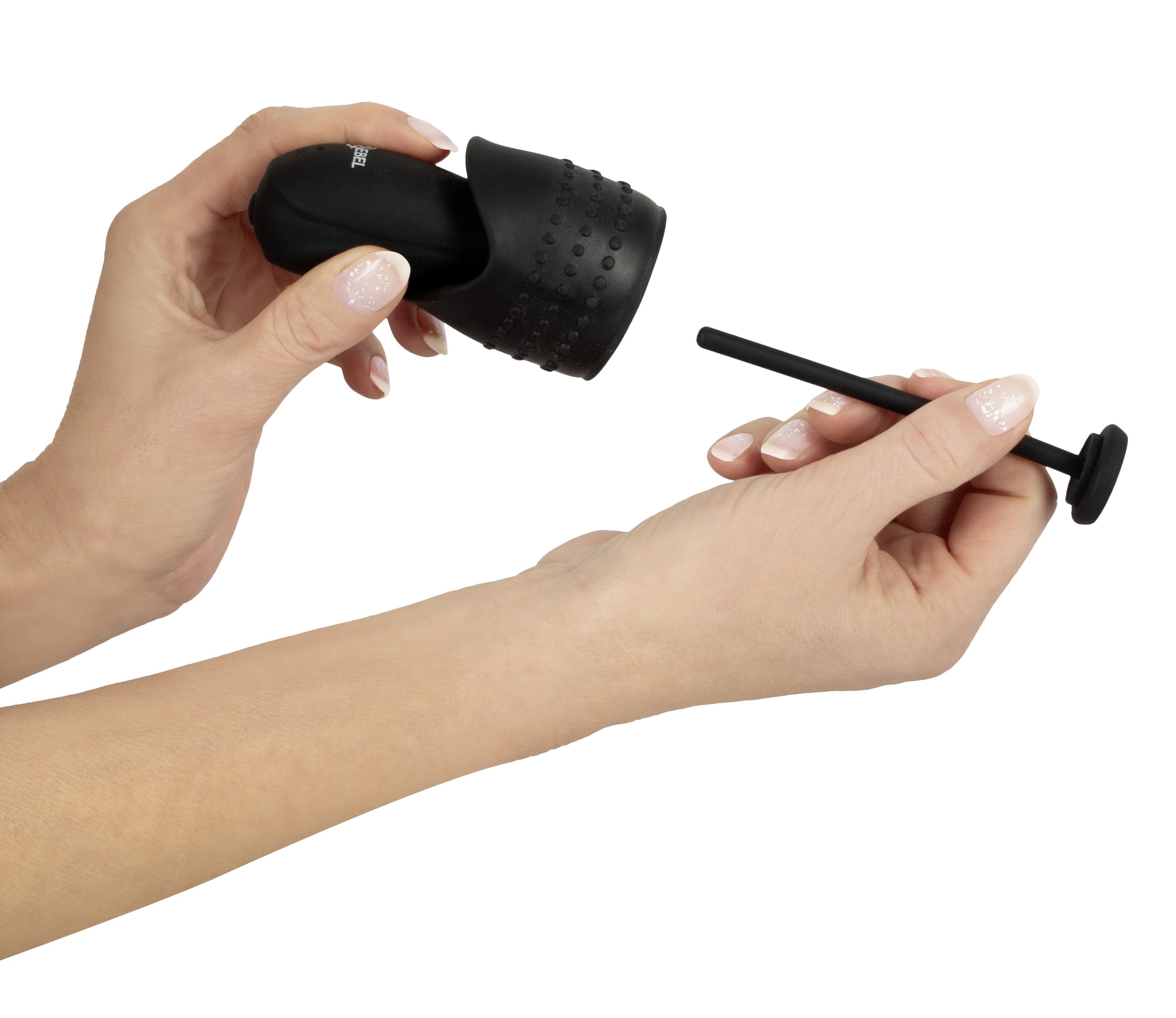 REBEL Masturbator »Masturbator mit Vibration Glans Masturbator with 3 attachable Dilators«