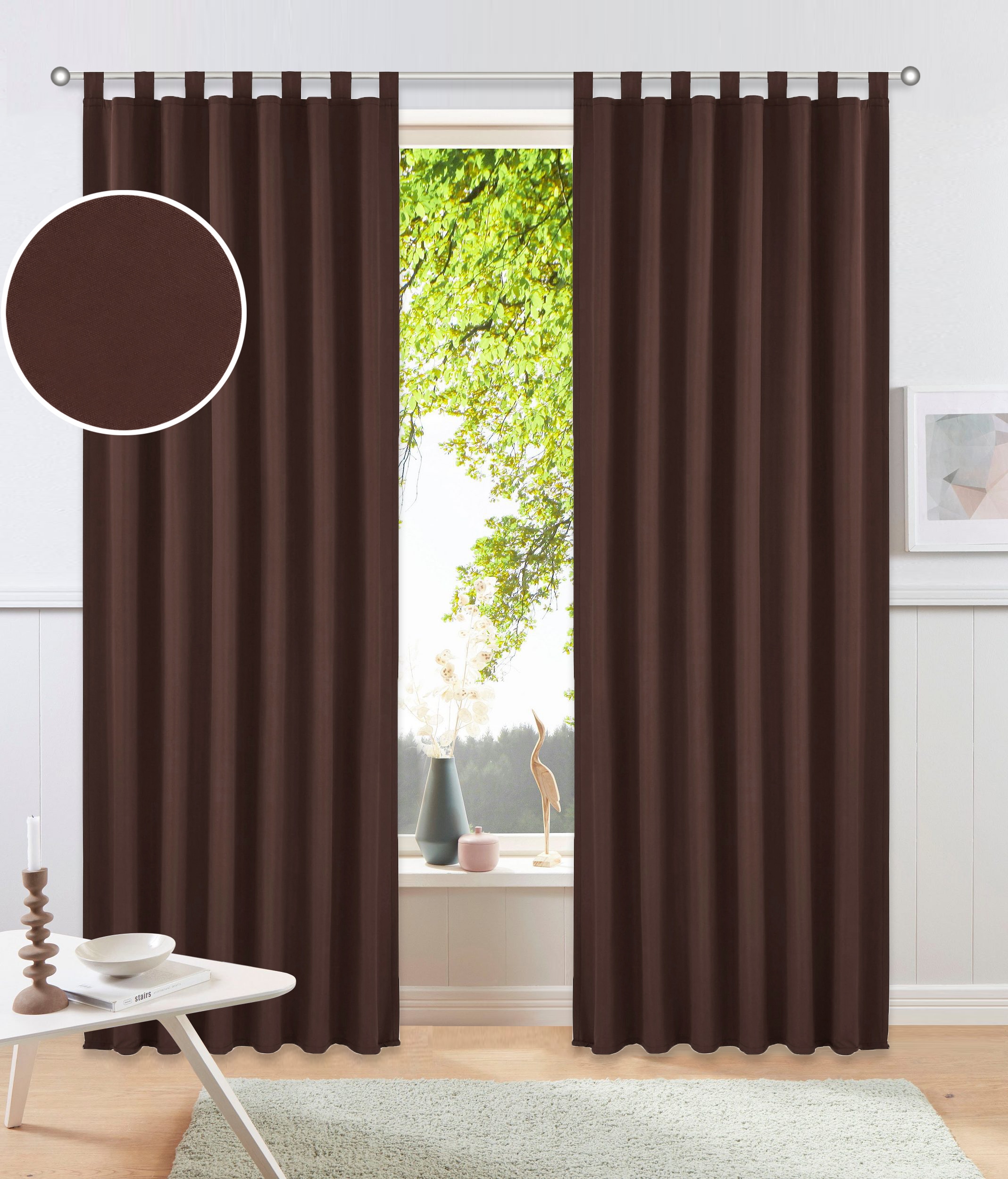 OTTO home Vorhang »Parry« Schlaufen 2 Stk. tlg. 2-er Set, blickdicht, monochrom, basic