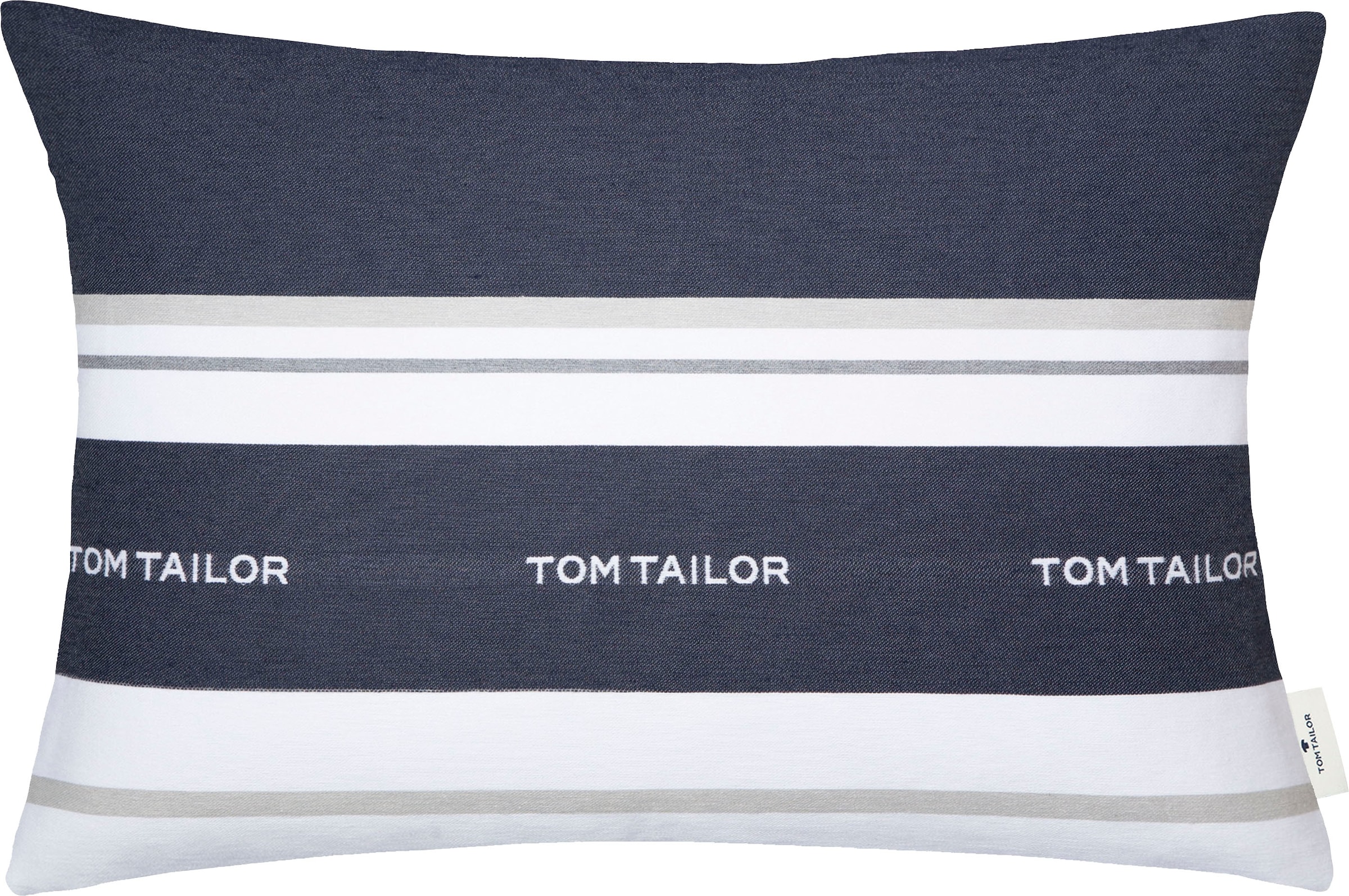 TOM TAILOR HOME Dekokissen eingewebtem Markenlogo, online Füllung, mit 1 Stück bei Kissenhülle OTTO ohne »Logo«