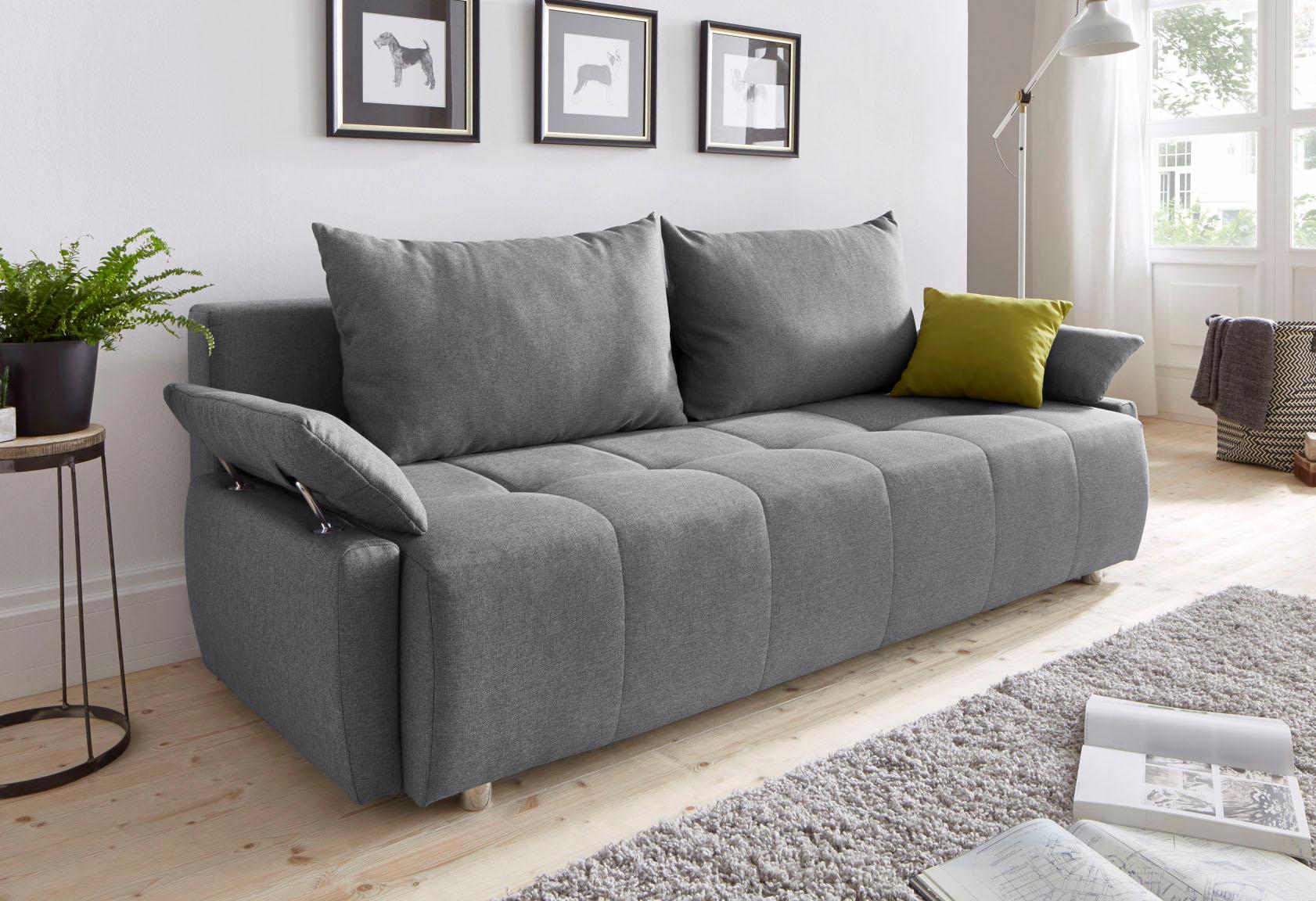 COLLECTION AB Schlafsofa "Funtastic, B: 212 cm, Liegel. 145x187 cm" Schlaffunktion, Bettkasten, Armteilverstellung & Zierkissen, Federkern