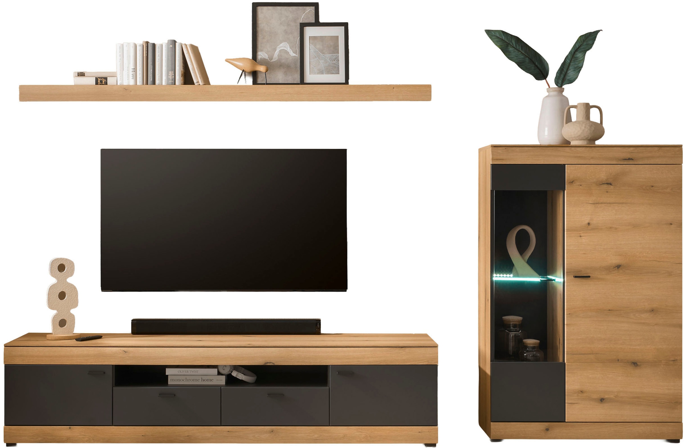 Home affaire Wohnwand »Soleto, zeitlose Anbauwand, Komplettset im modernen Stil« Komplett-Set, 3 Stk. tlg.