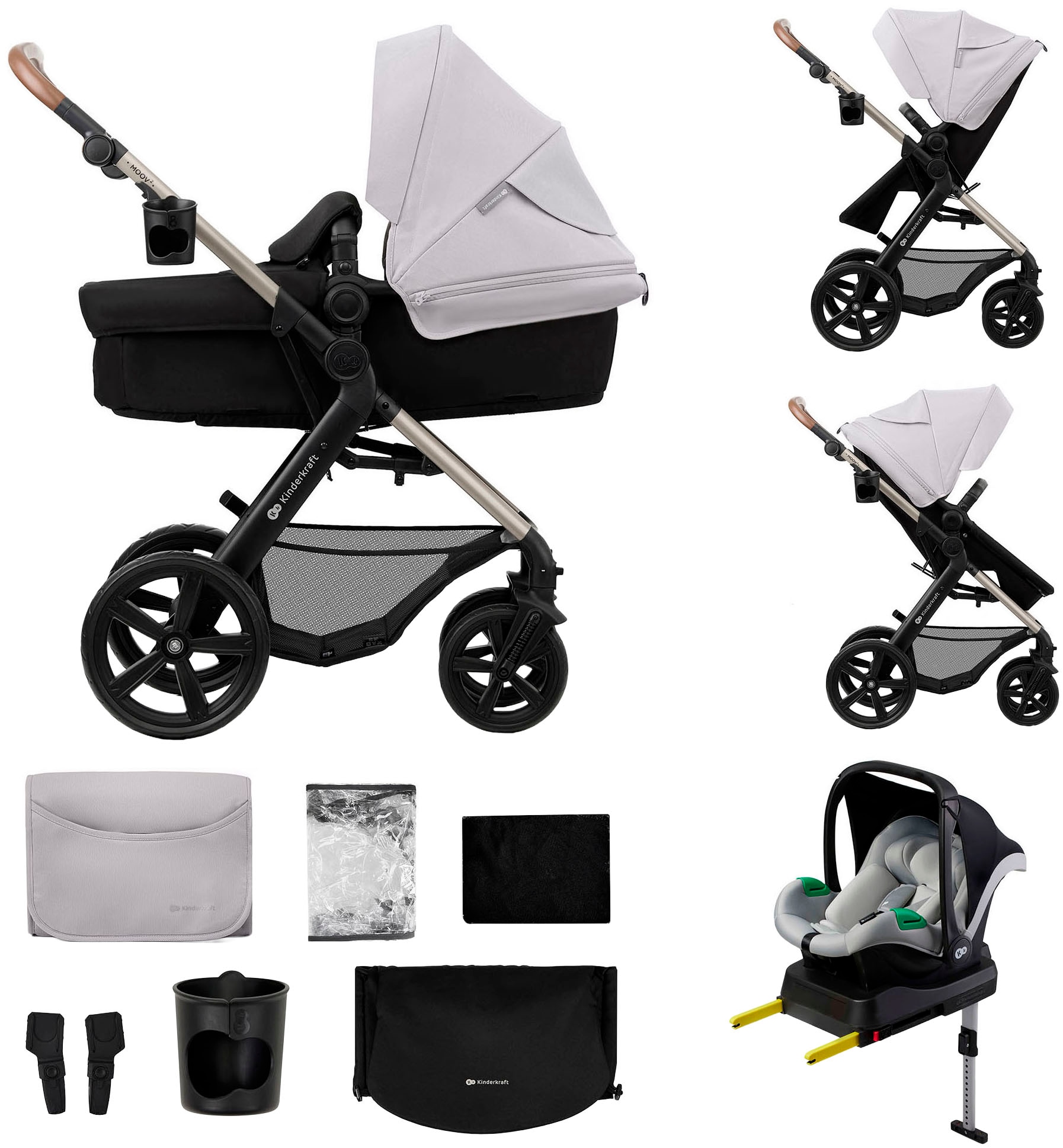 Kinderkraft Kombi-Kinderwagen »MOOV 2 4in1 EVA« 27 kg mit EVA-Rädern