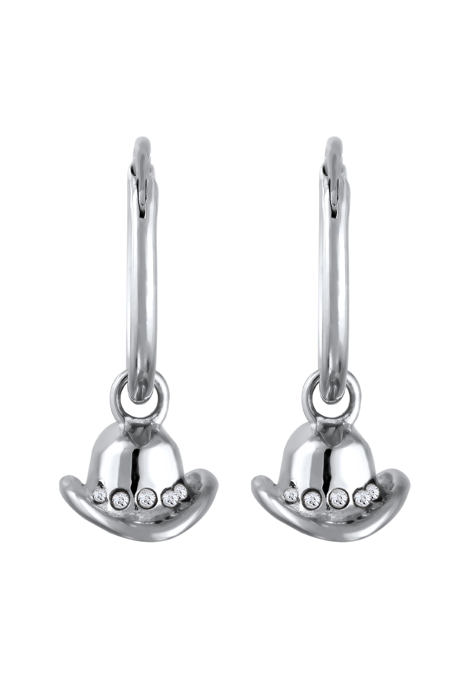Elli Paar Creolen »Ohrringe Creolen Cowboy Hut Glas Kristalle 925 Sterling Silber«