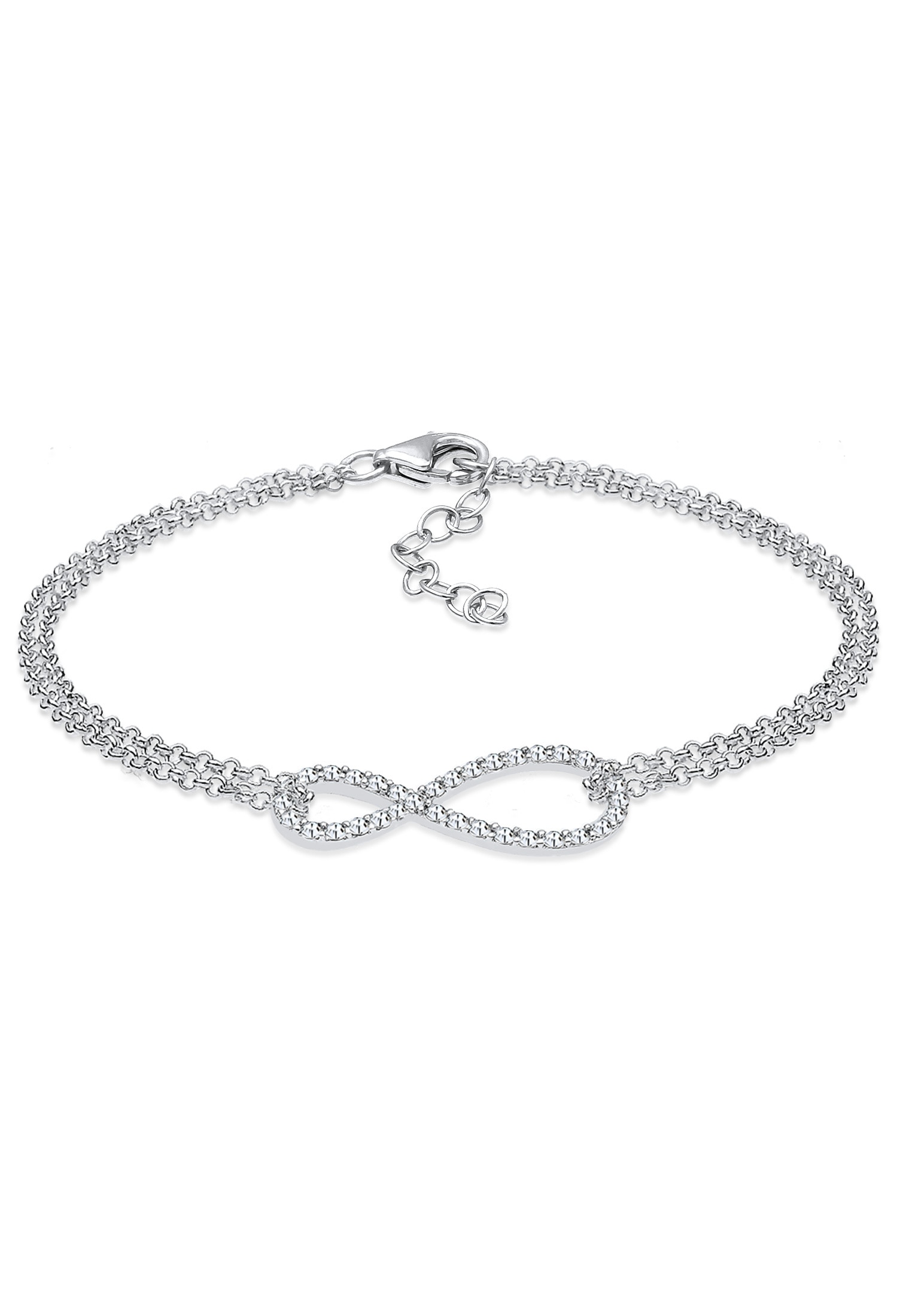 Elli Armkette »Armband Unendlichkeit Glas Kristalle Weiß 925 Sterling Silber«