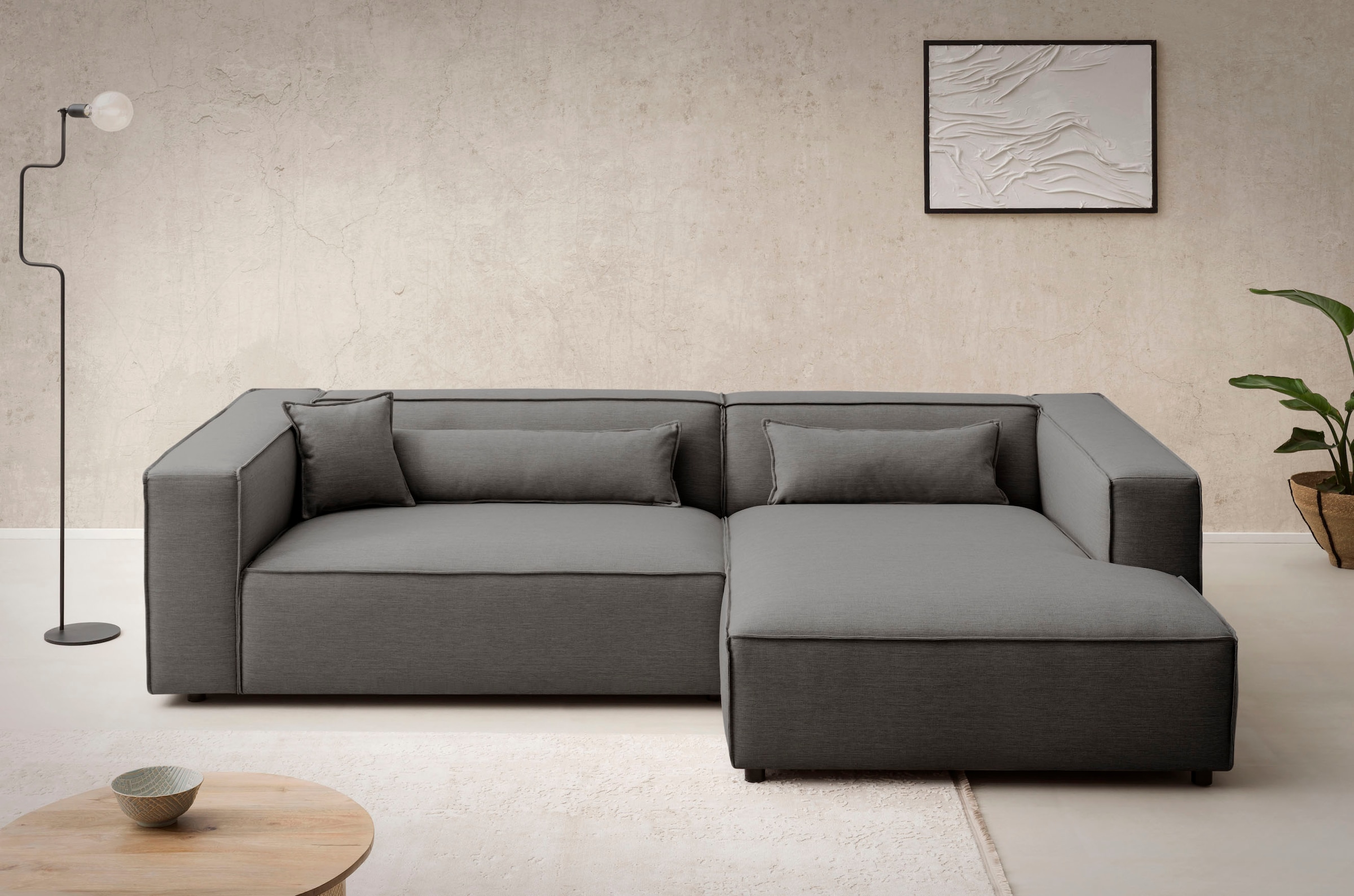 Ecksofa »PIARA XXL, Big-Sofa in Cord oder Leinenoptik, L-Form, mit Kedernaht«,...