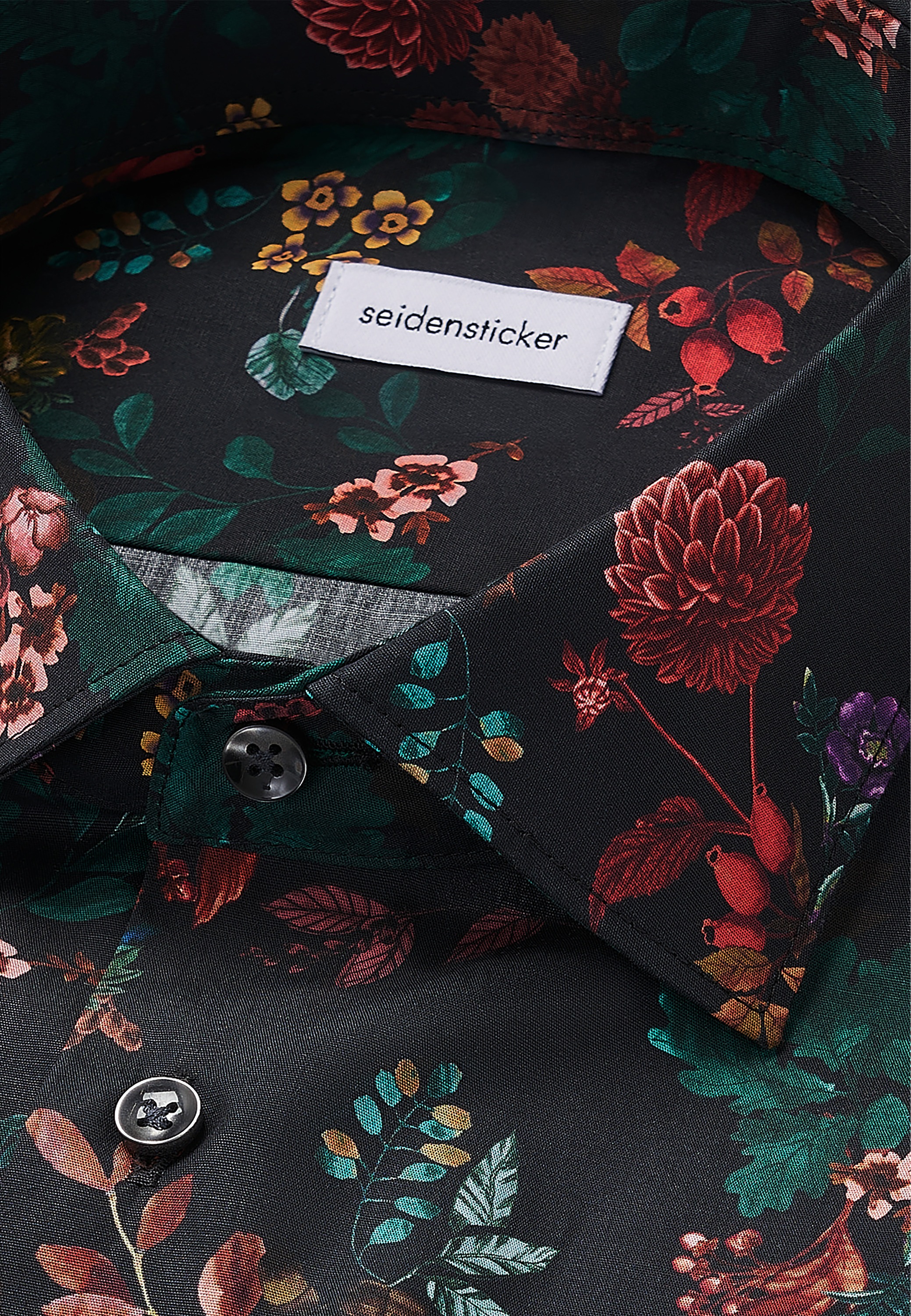 seidensticker Businesshemd »Schwarze Rose« Slim 1/1 Kentkragen Geblümt