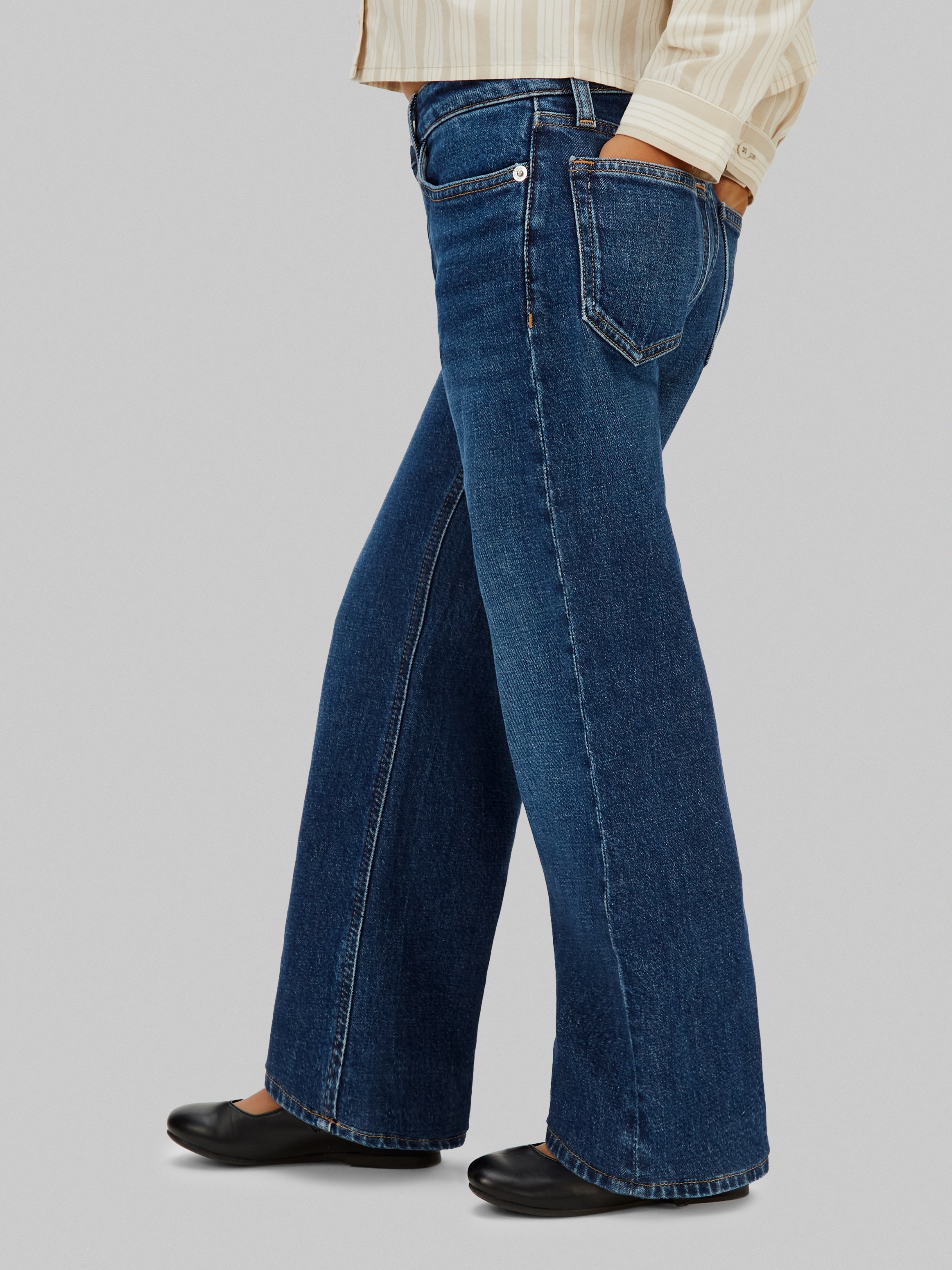 Calvin Klein Jeans Weite Jeans verstellbarer Bund, weites Bein, hohe Taille, Baumwoll-Stretch