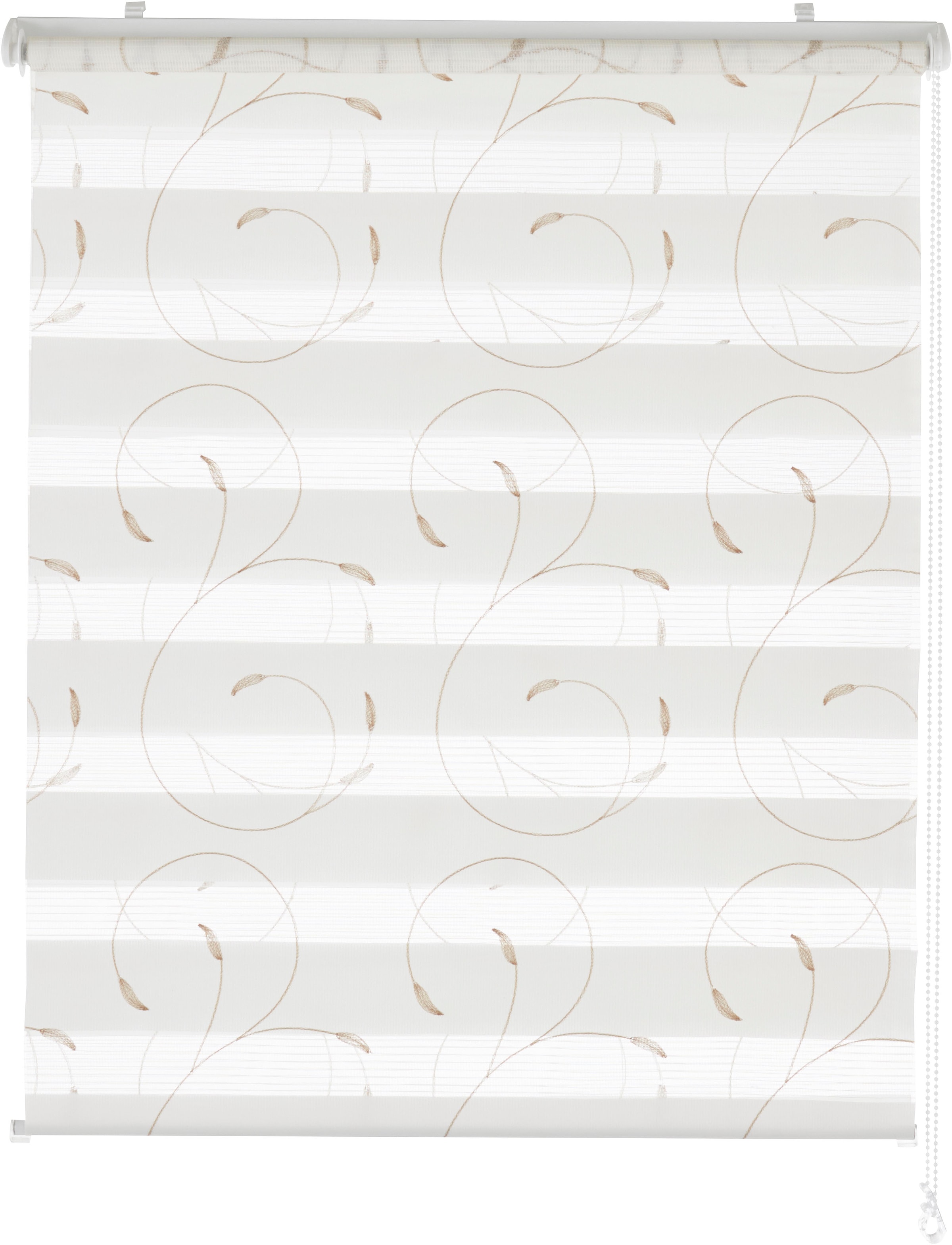 my home Doppelrollo »Clara«, Lichtschutz, Sichtschutz-Verdunkelung, ohne Bohren, freihängend, im Fixmaß, mit Stickerei, Ranken, floral, bestickt, Klemmträger