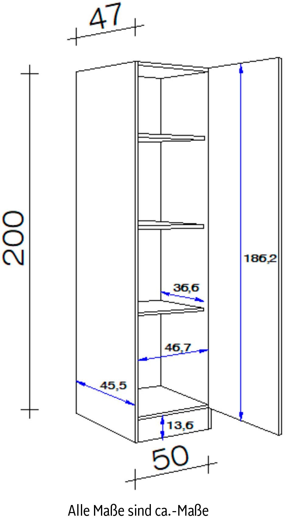 Flex-Well Seitenschrank »Bergen«, (B x H x T) 50 x 200 x 47 cm, für viel  Stauraum im OTTO Online Shop