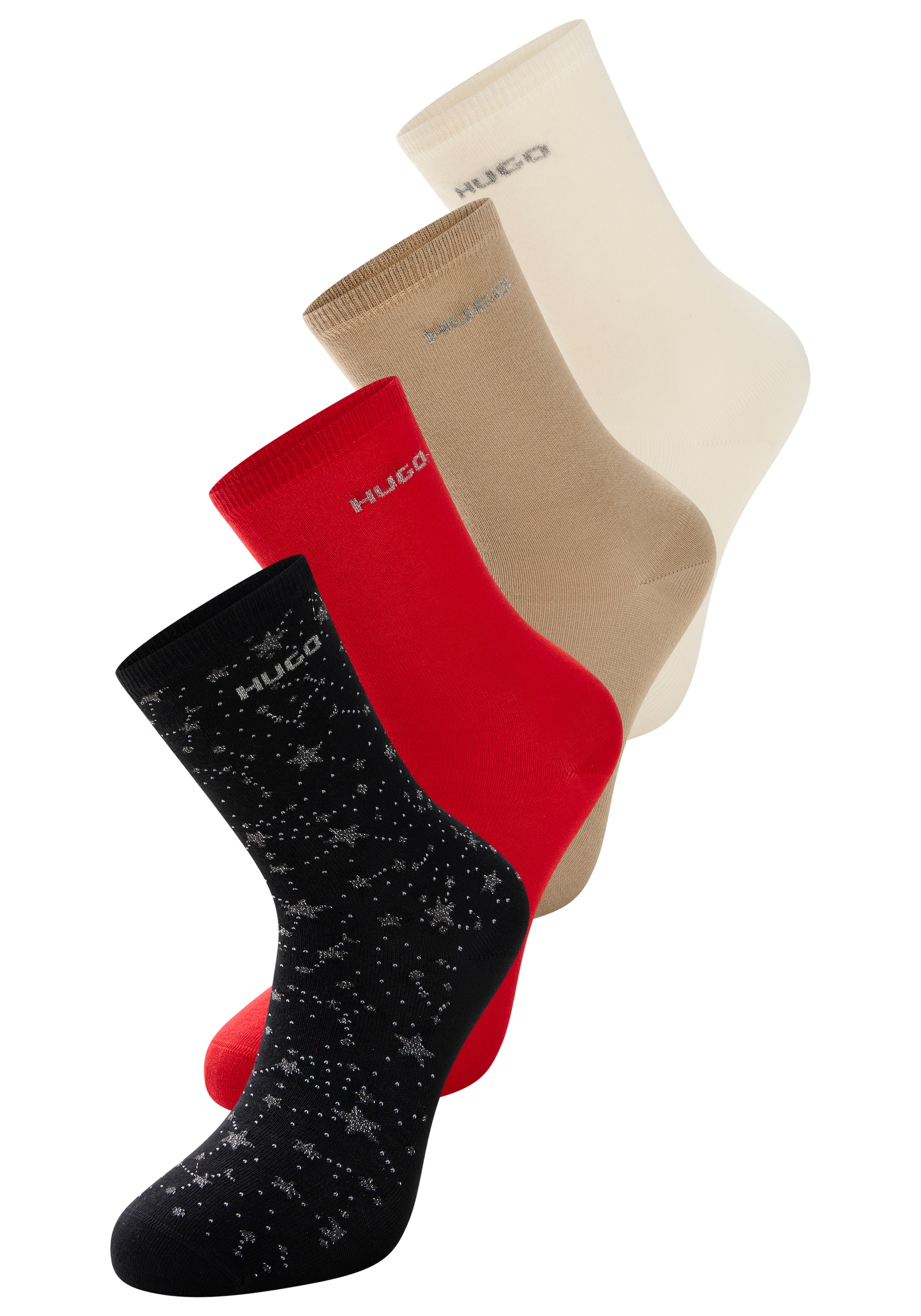 HUGO Underwear Socken »4P RS GIFTSHINE CC W« mit schimmerden Details