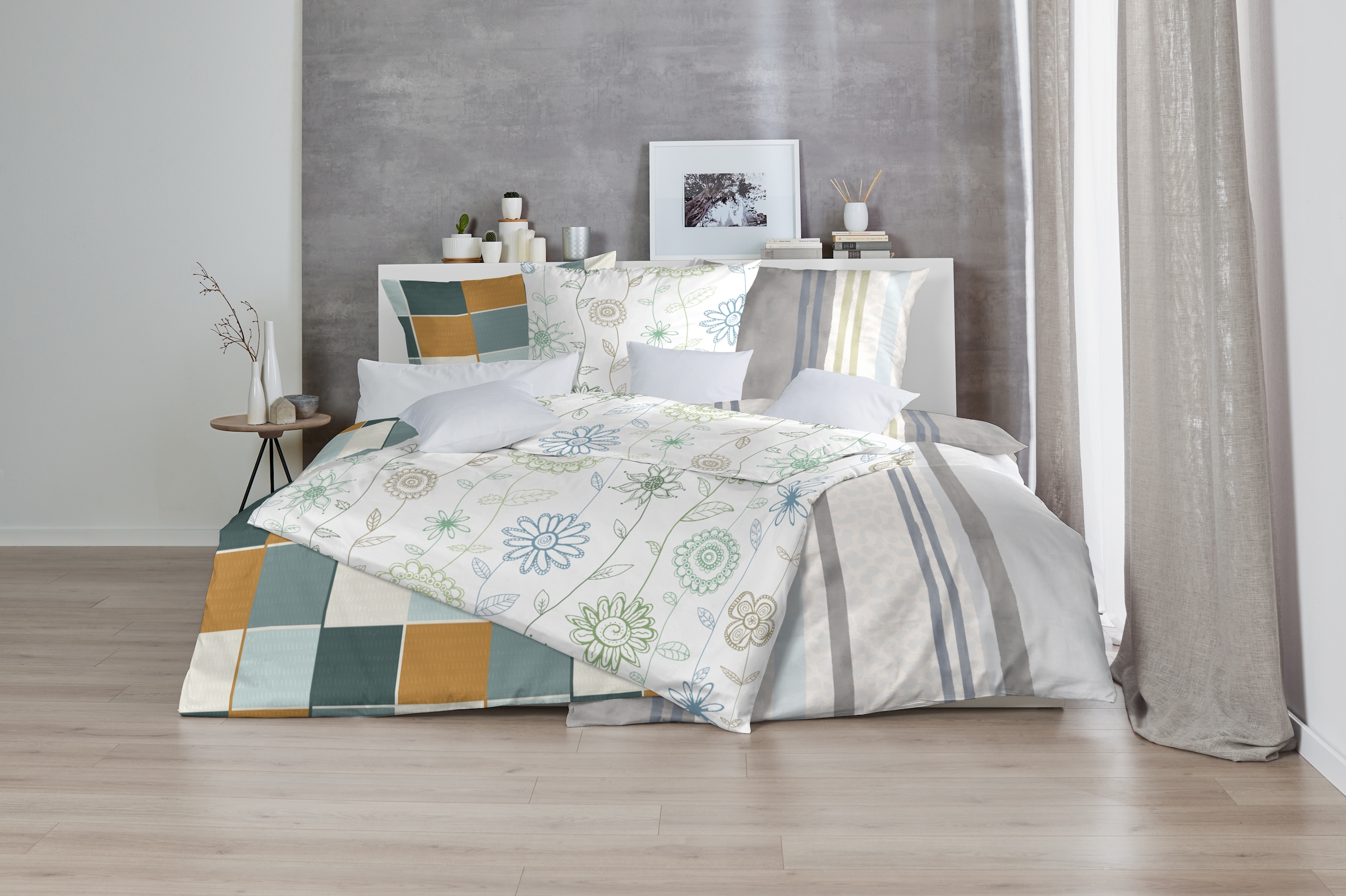 Primera Bettwäsche »Feinbiber-Bettwäsche Frida« 2 Stk. mit fröhlichem Blumenmuster