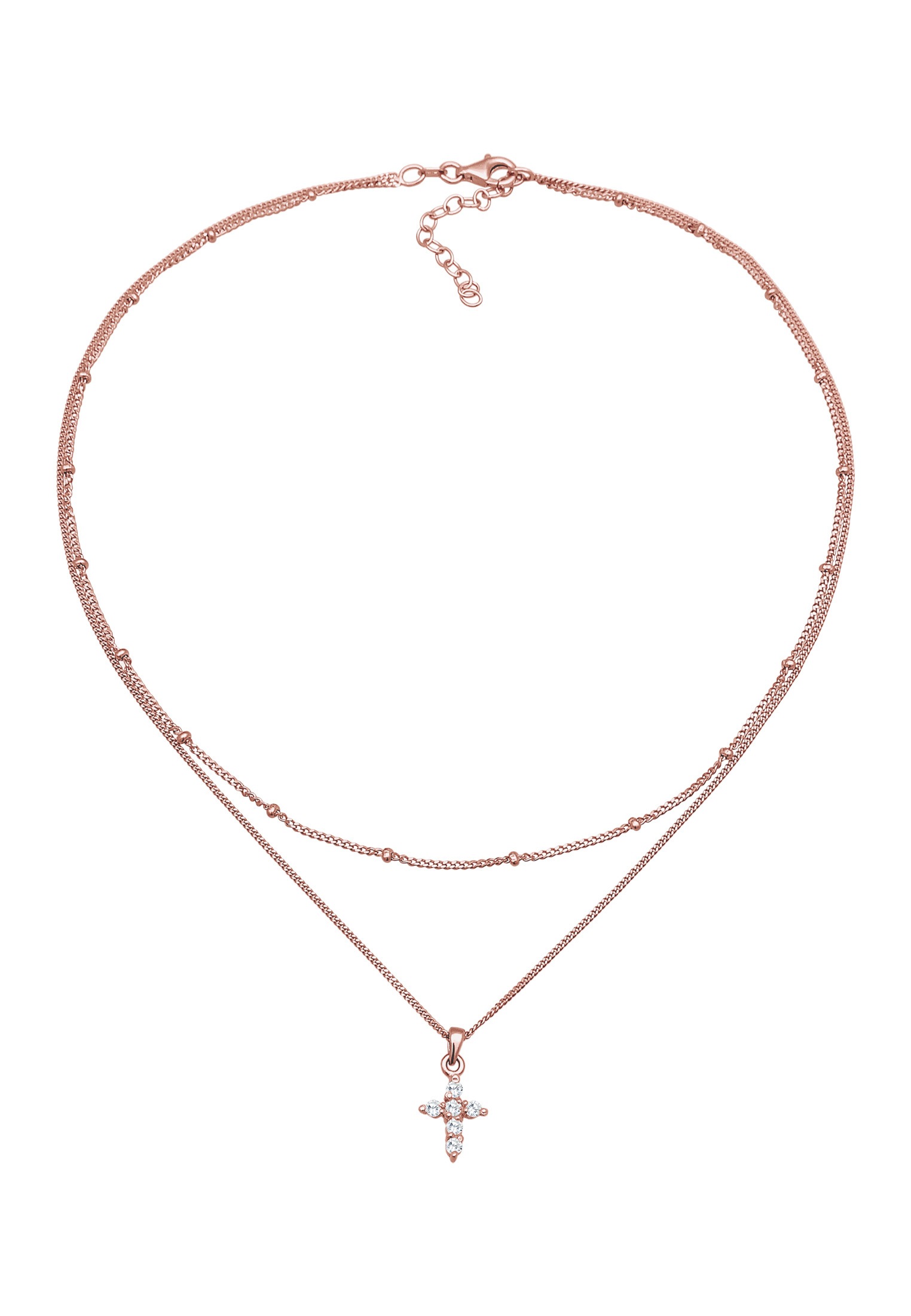 Elli Silberkette »Halskette Choker Layerkette Kreuz Zirkonia 925 Silber«