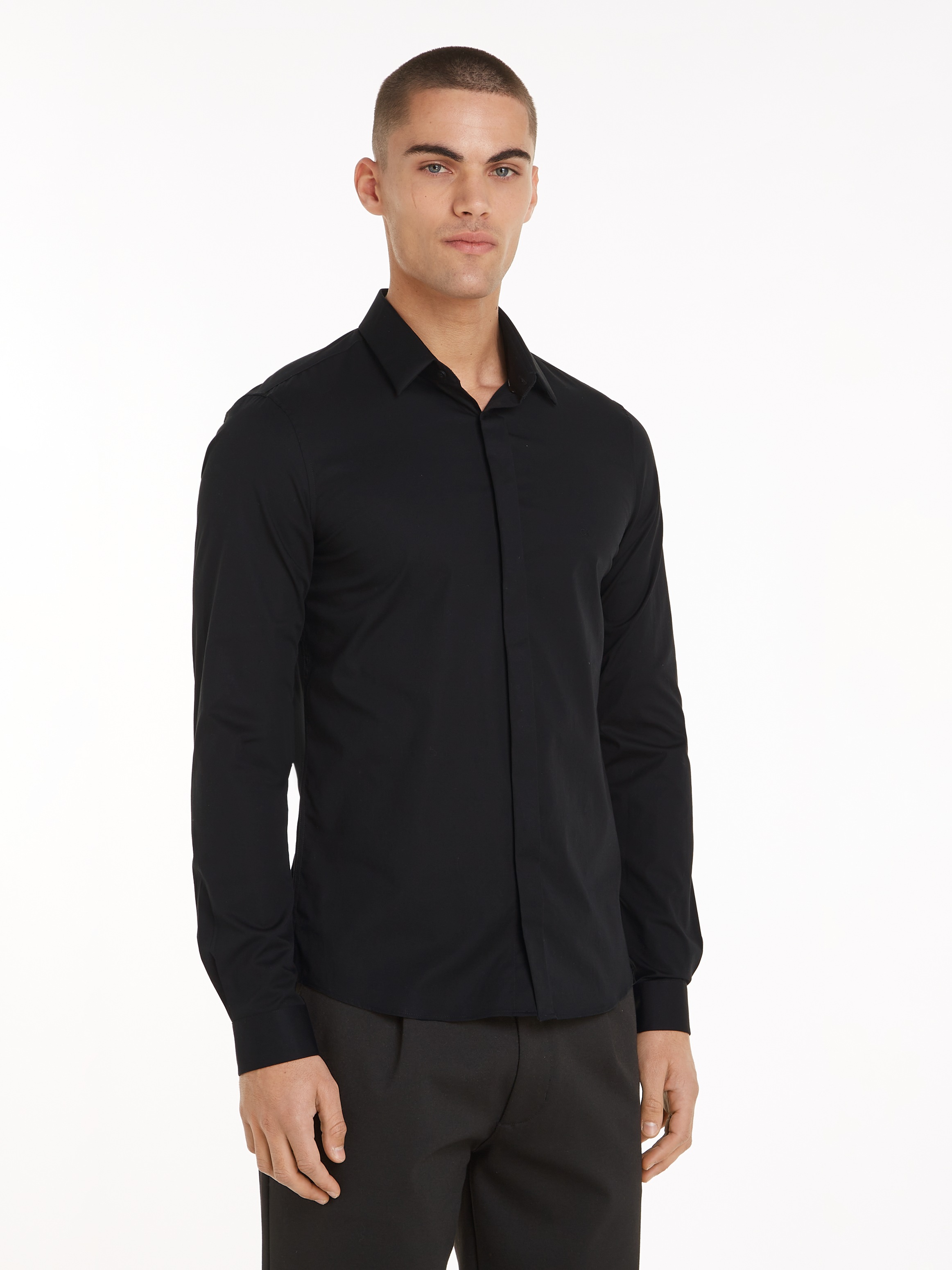 Calvin Klein Langarmhemd »POPLIN HP EXTRA SLIM SHIRT«, mit Logostickerei