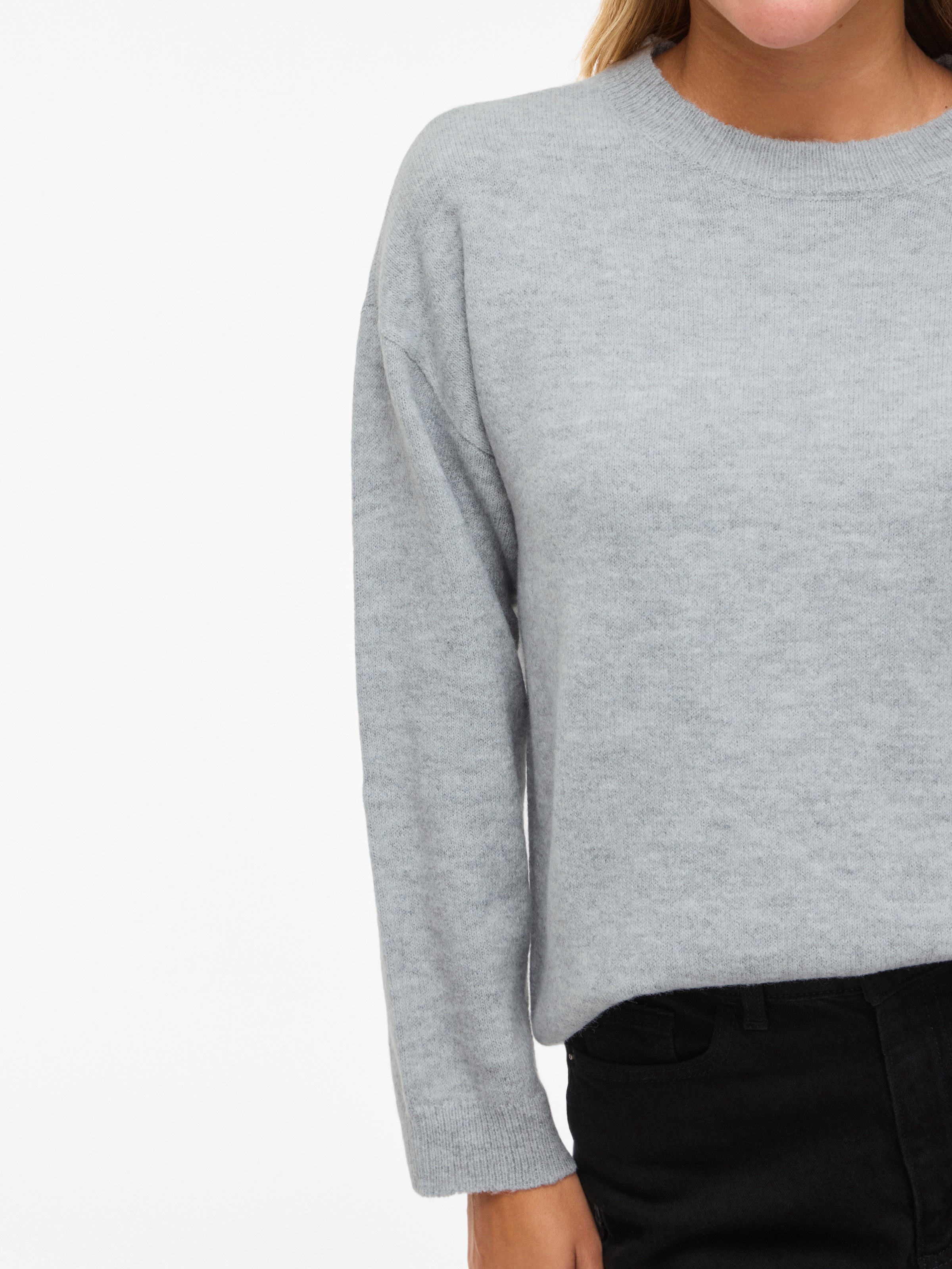 Vila Strickpullover »VILIGA L/S O-NECK KNIT TOP - NOOS« Materialmix, relaxed fit