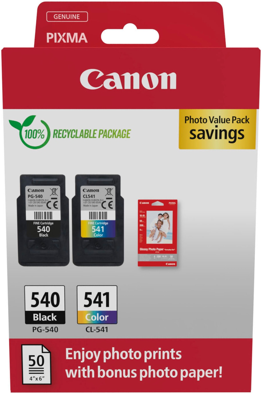 Canon Tintenpatrone »PG-540/CL-541 Photo Value Pack«, (Packung, 2 St.)