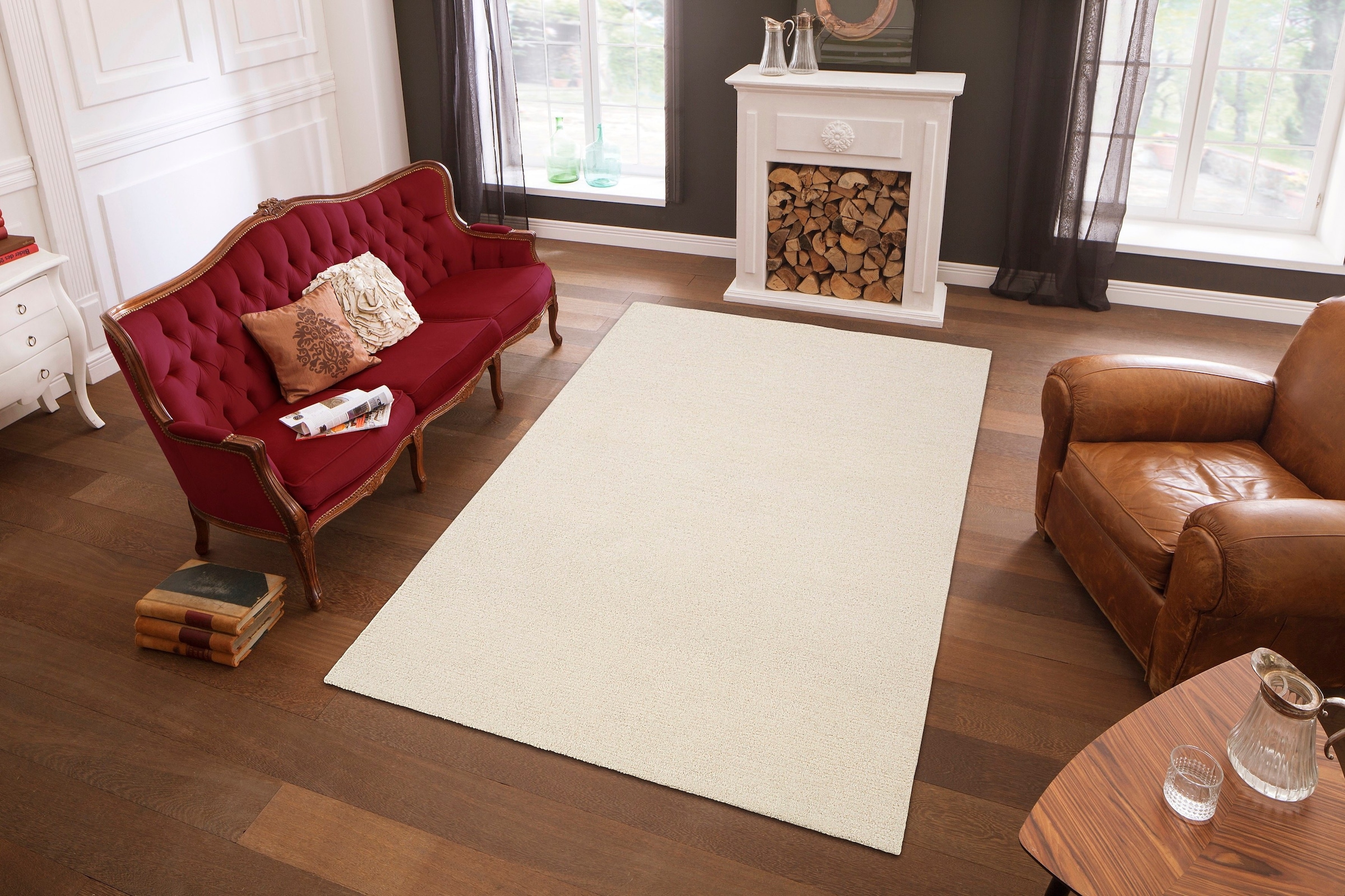 THEKO Wollteppich »Janne, Berber Teppich, Wolle, meliert, handgearbeitet«, rechteckig, 20 mm Höhe, handgetuftet, Wohnzimmer, Schlafzimmer, Esszimmer