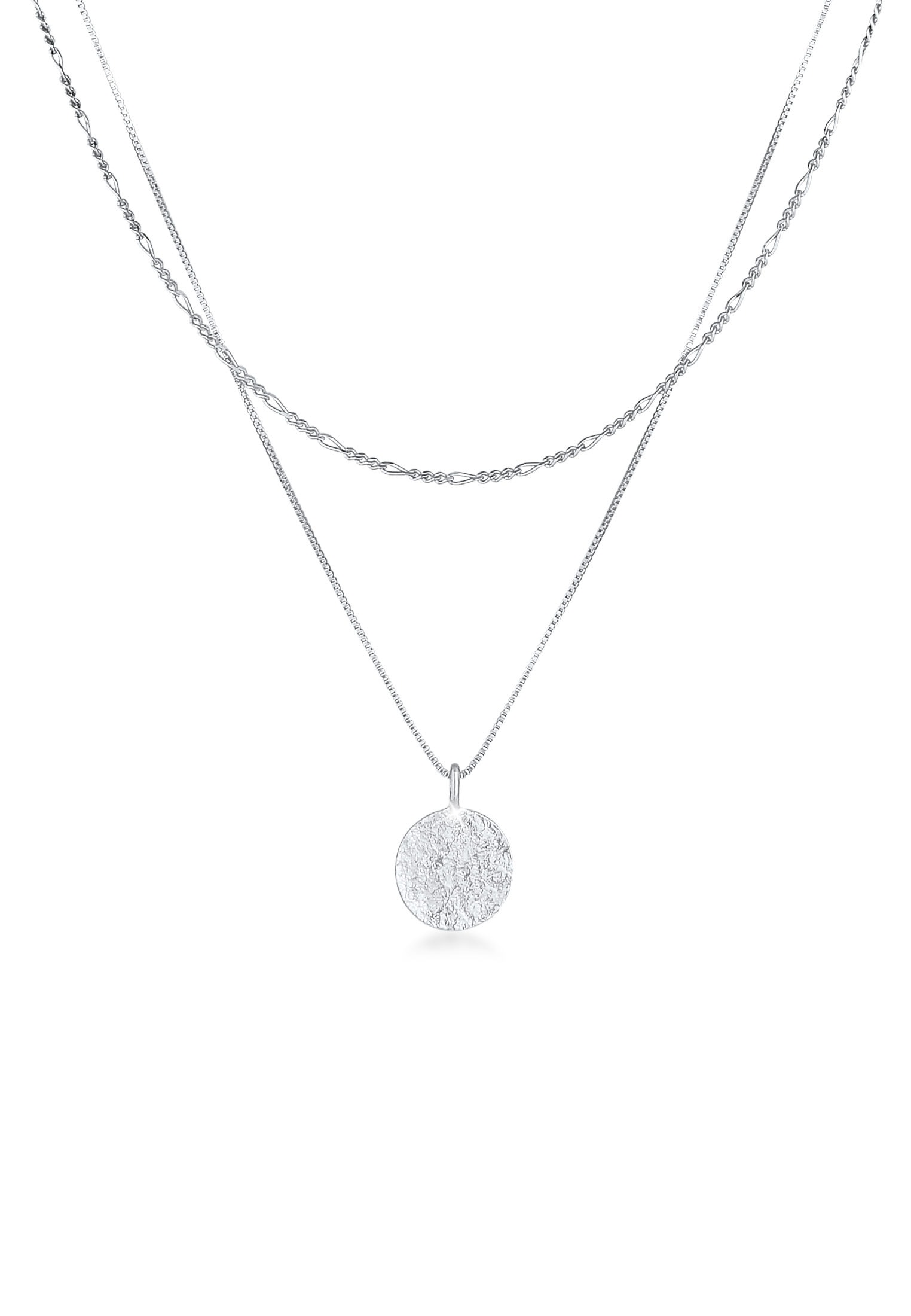 Kuzzoi Kette mit Anhänger »Halskette Herren Layer Figaro Venezianer Plättchen 925 Silber«