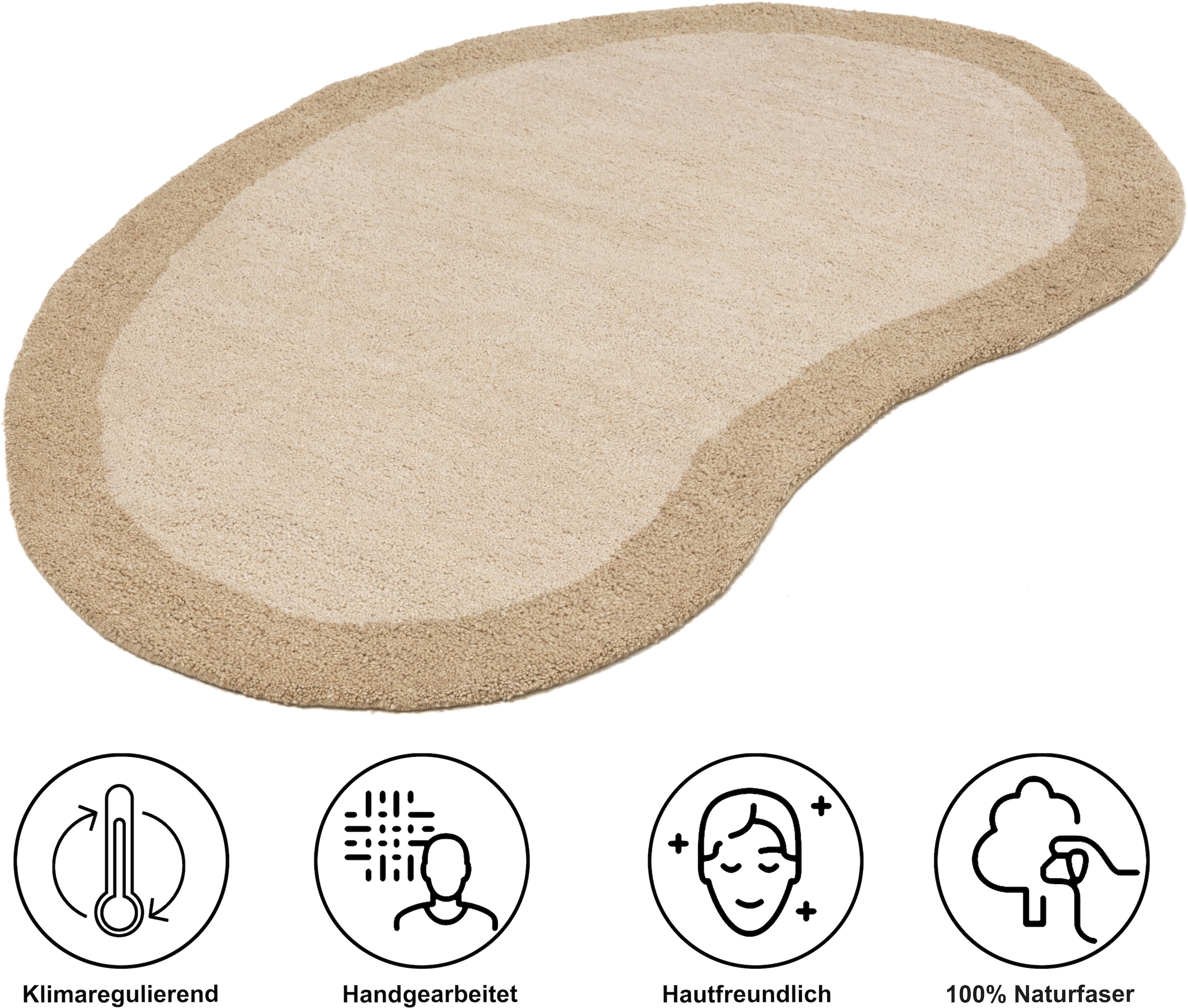 THEKO Wollteppich »Gabbeh Super, Handweb Teppich, Bordüre, reine Wolle, handgewebt«, oval, 15 mm Höhe, Schlafzimmer, Wohnzimmer, Esszimmer, auch als Läufer, eckig oder rund