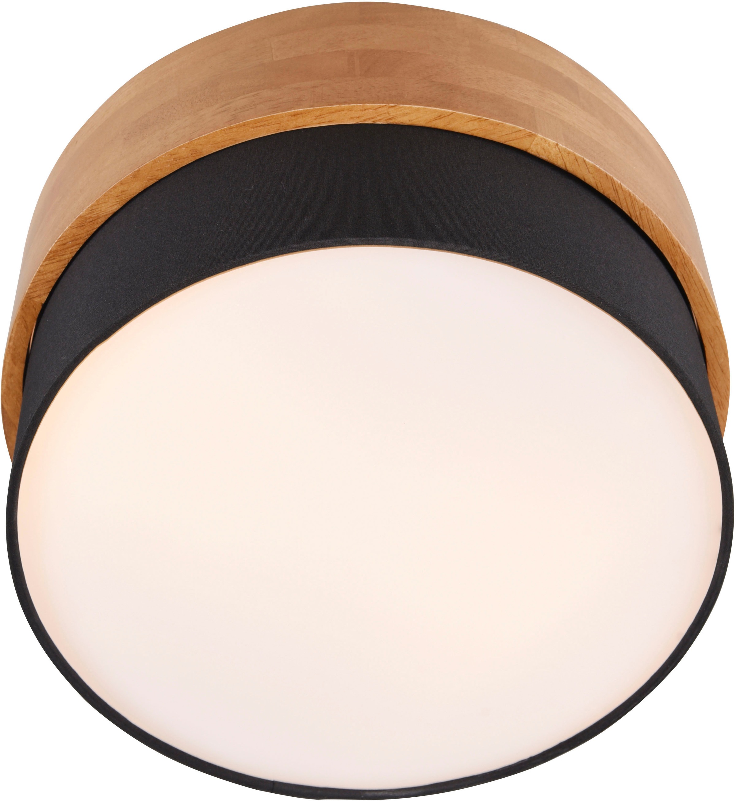 TRIO Leuchten Deckenleuchte »Seasons«, 2 flammig, Leuchtmittel E14 | ohne Leuchtmittel, Deckenlampe Holz mit Stoffschirm Ø30cm exkl 2xE14 max 40W
