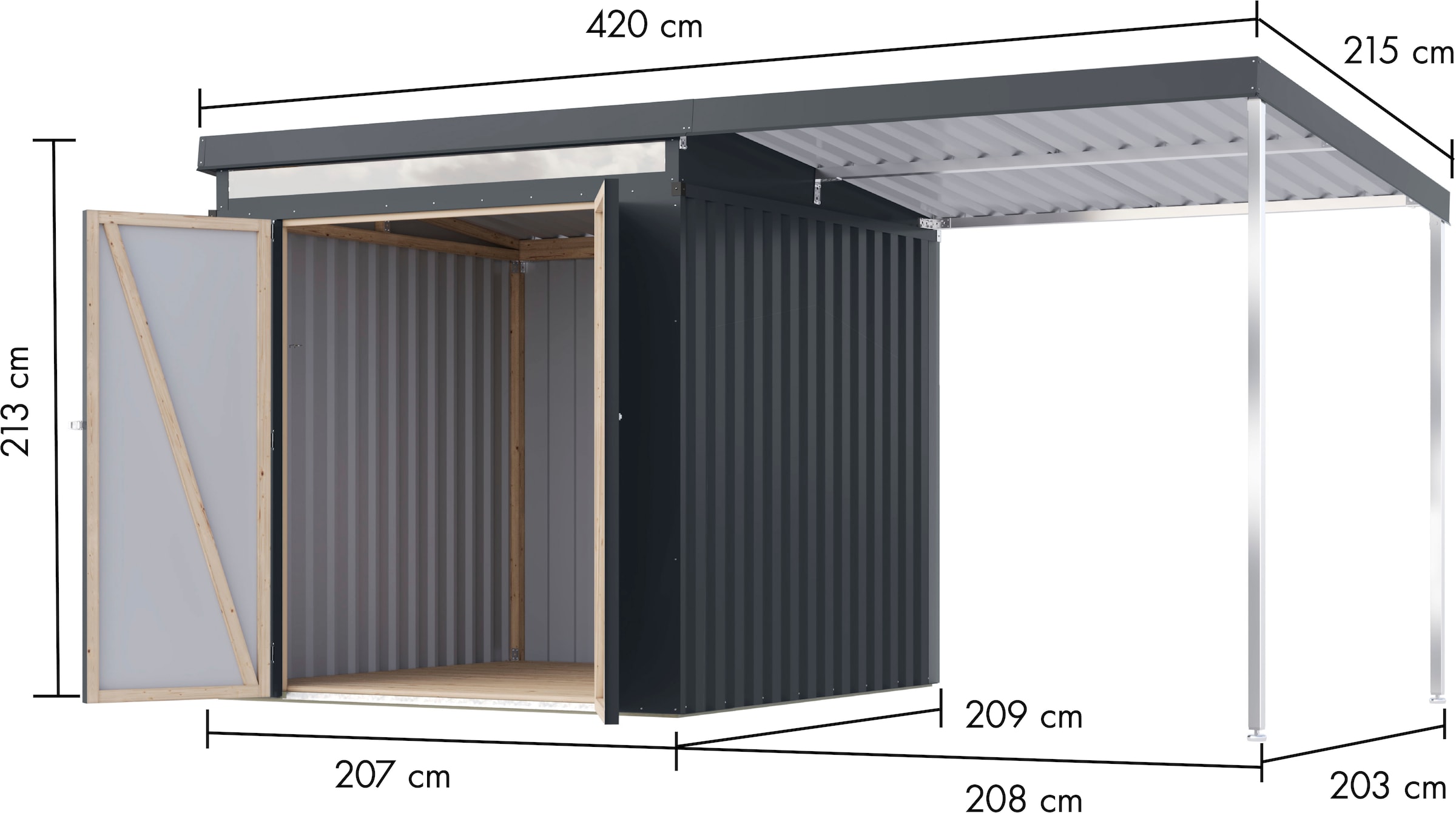 Karibu Gerätehaus »Argonium 2 SET mit Anbaudach«