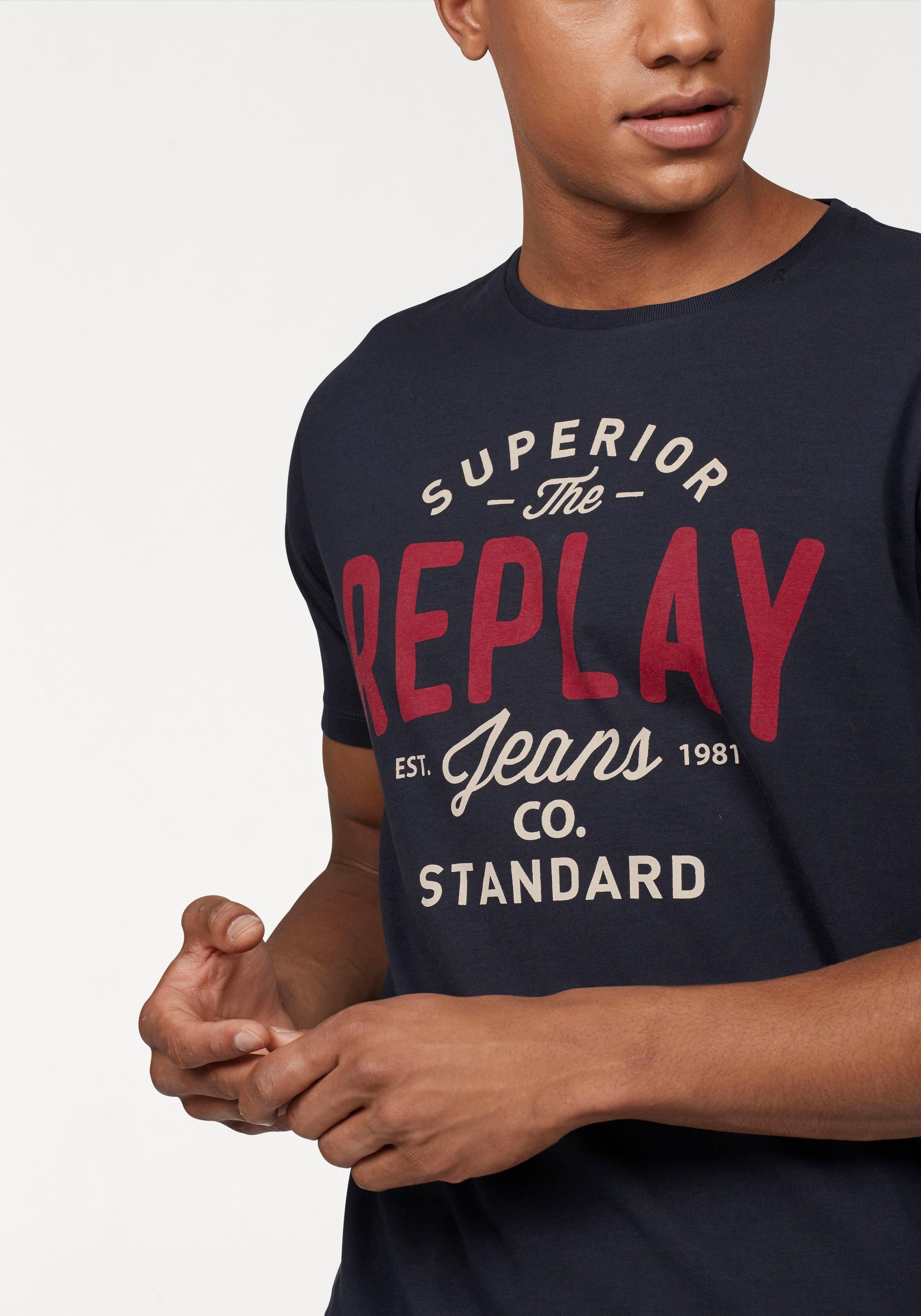 Replay T-Shirt, mit Markendruck