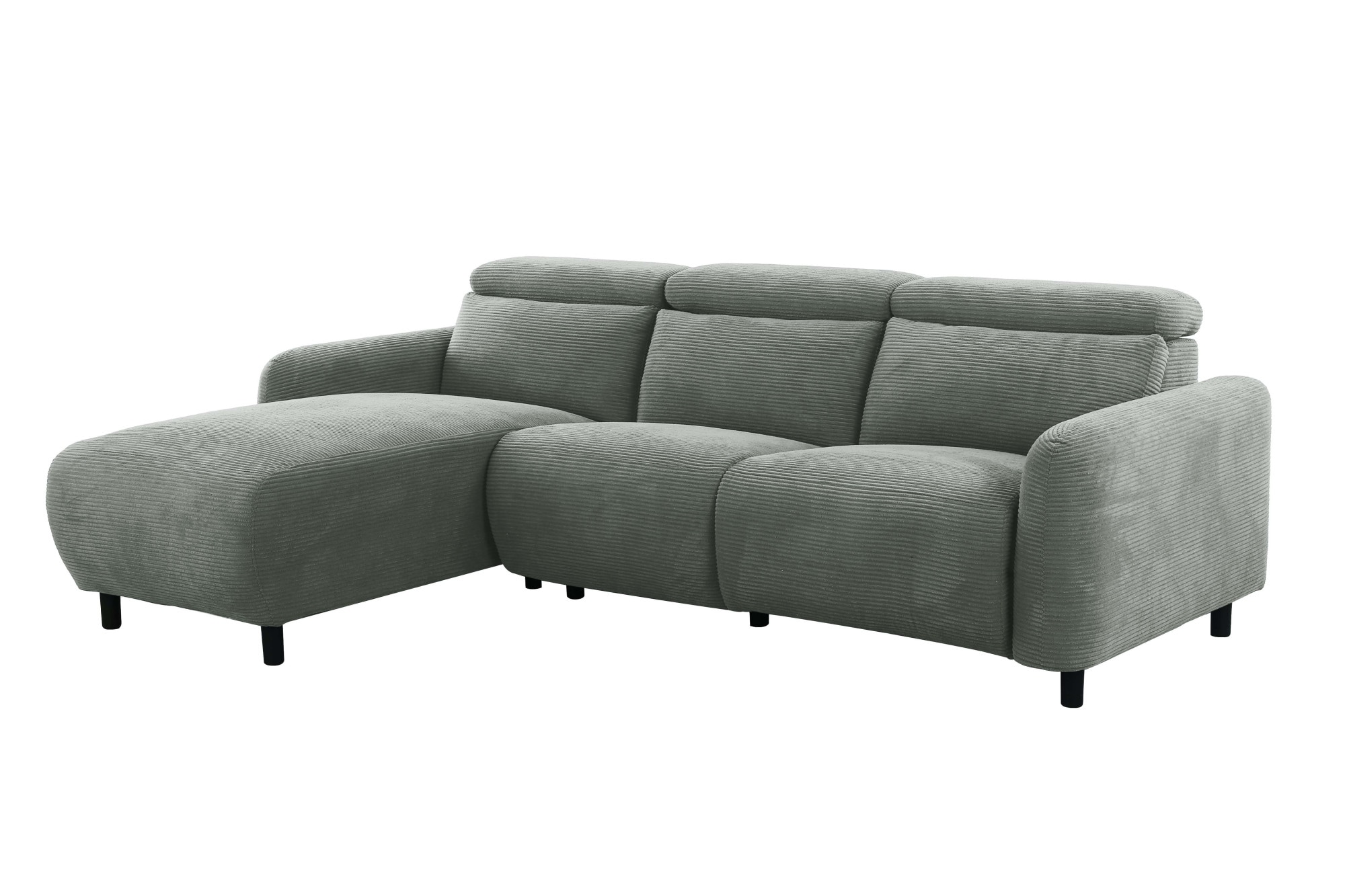 Home affaire Ecksofa »SKAANE in Cord, L-Form, 274 cm, manuelle u. elektrische Funktion,«, rundes Design, Kopfteilverstellung, Federkernpolsterung