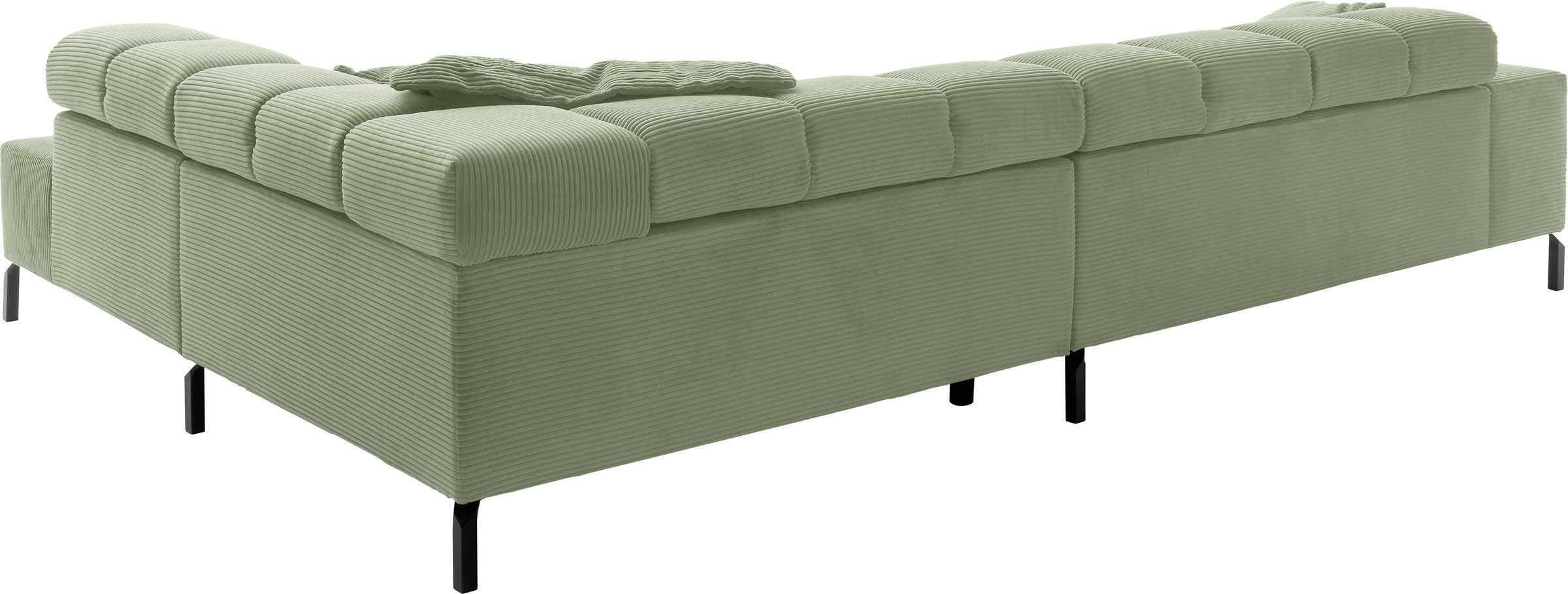 INOSIGN Ecksofa »Ancona New, wahlweise motorische Sitztiefenverstellung, auch in Cord«, feine Steppung, mit Kopfteilverstellung, 3 Zierkissen, L-Form