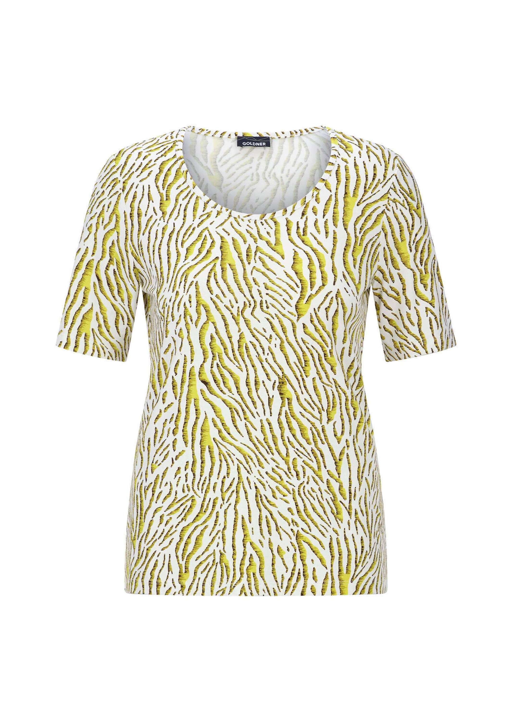 GOLDNER Kurzarmshirt »Kurzgröße Viskoseshirt mit Zebramuster« stretchbequemer Viskosejersey
