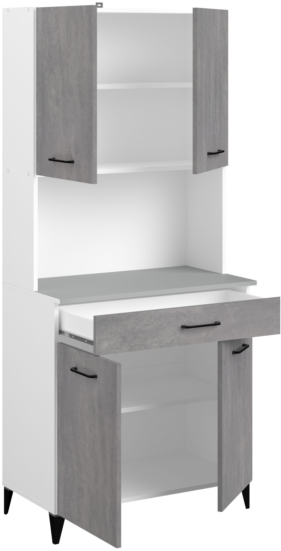 Parisot Mehrzweckschrank-Set, (2 St., Buffetschrank und Beistellschrank auf Rollen)