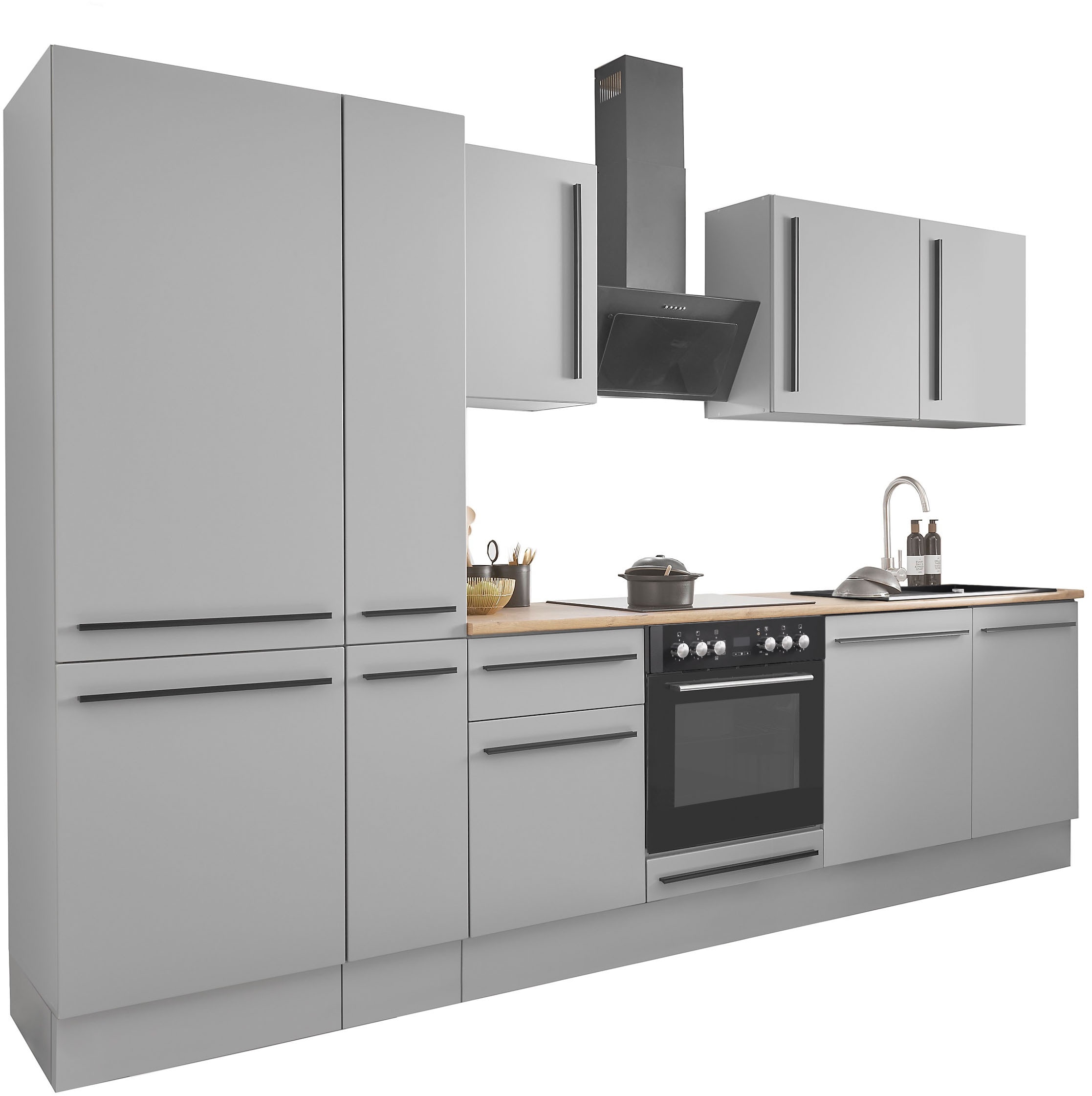 BASIC by Balculina Küchenzeile »Denver, Küche BxHxT 310 x 211 x 60«, Breite 310 cm, wahlweise mit E-Geräten und Induktion