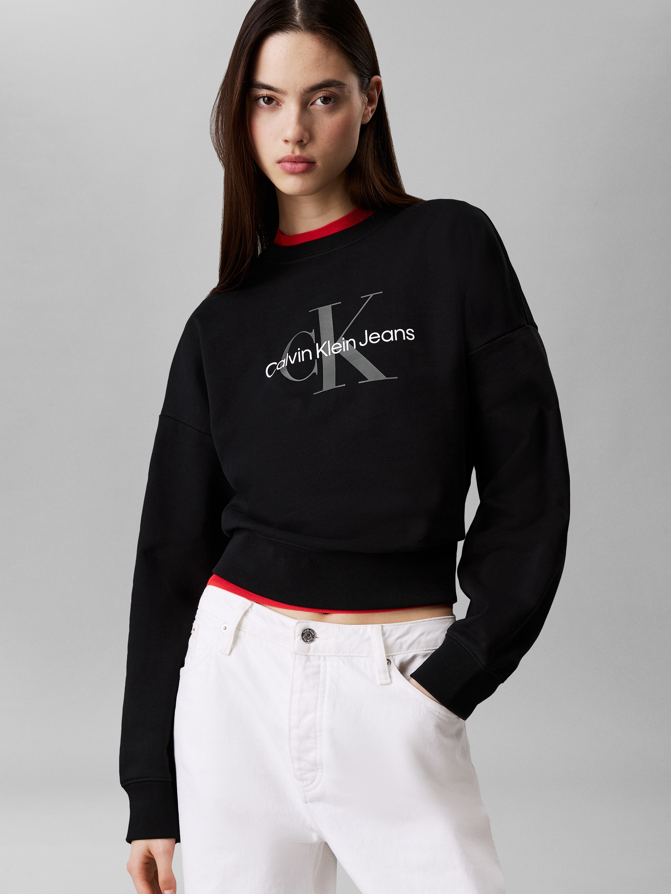 Calvin Klein Jeans Sweatshirt »LS MNLG FRNCH TRRY R«, Mit Rundhalsausschnitt
