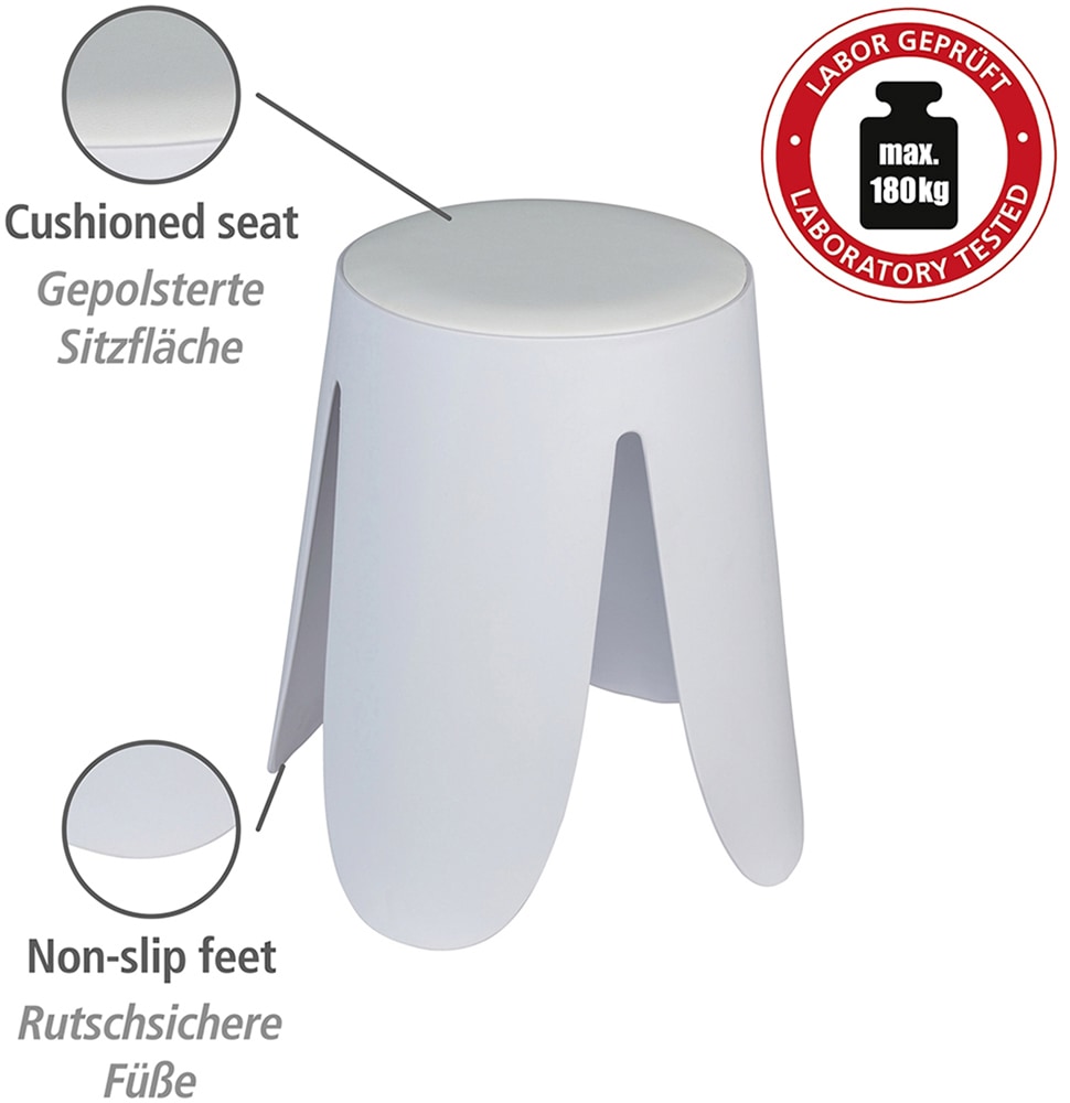 WENKO Dusch- und Badhocker »Modell Comiso«, belastbar bis 180 kg, Universalhocker, belastbar bis 180 kg, mit rutschsicheren Füßen