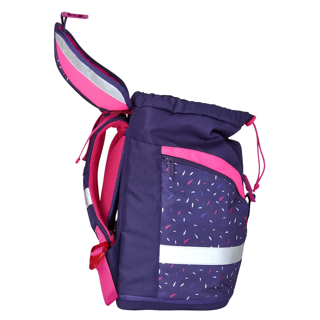 Herlitz Schulranzen »Grundschulrucksack SoftFlex Plus, Tropical Heart«, Floureszierende Flächen-reflektierende Streifen auf den Schultergurten