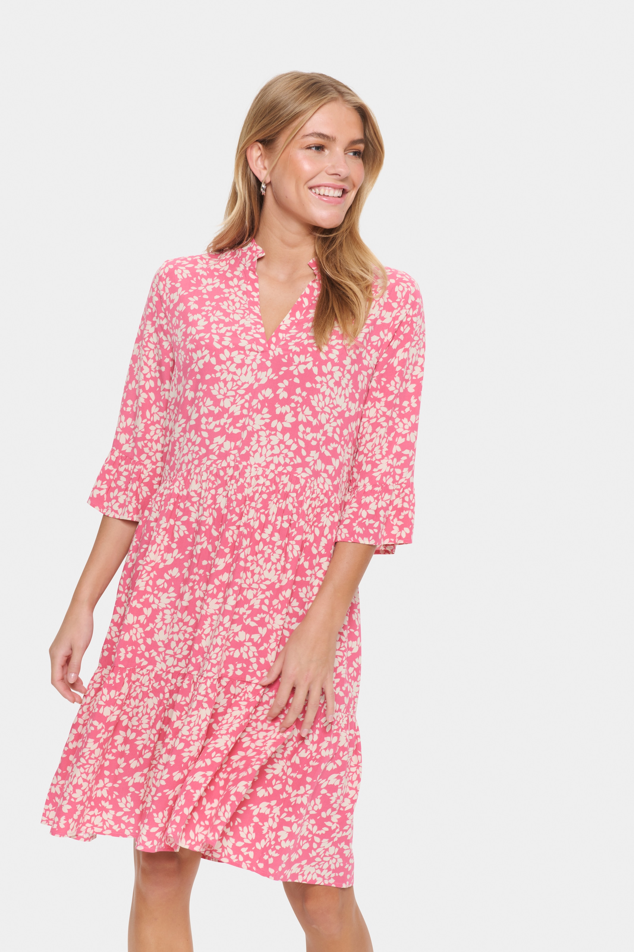 Saint Tropez Blusenkleid »EdaSZ Dress«, mit Volant und 3/4 Ärmel