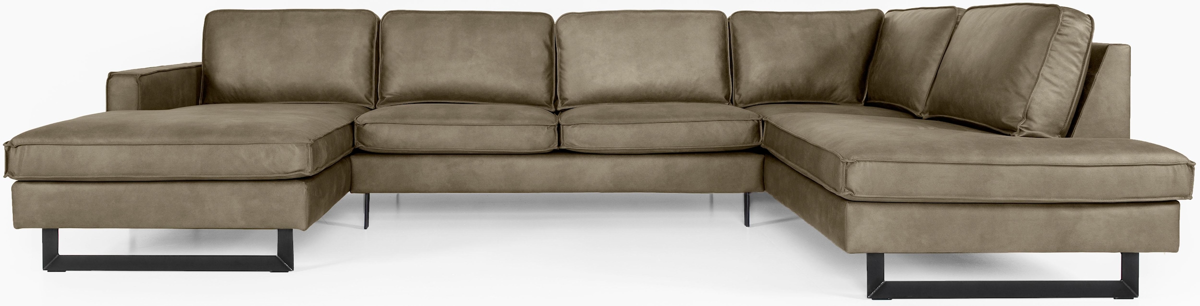 Places of Style Wohnlandschaft »Pinto, 350 cm, U-Form, XXL, mit Ottomanen«, Cord, Chenille, Lederoptik, mit Keder, Metallfüße, Wellenunterfederung