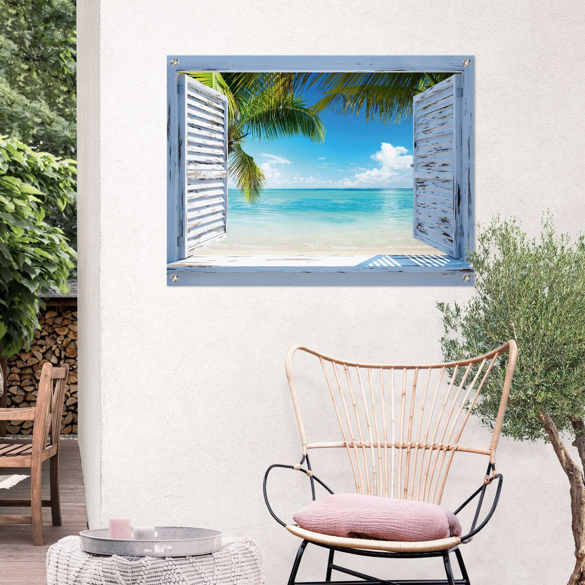 Reinders! Poster »Strandfenster«, Outdoor für Garten oder Balkon