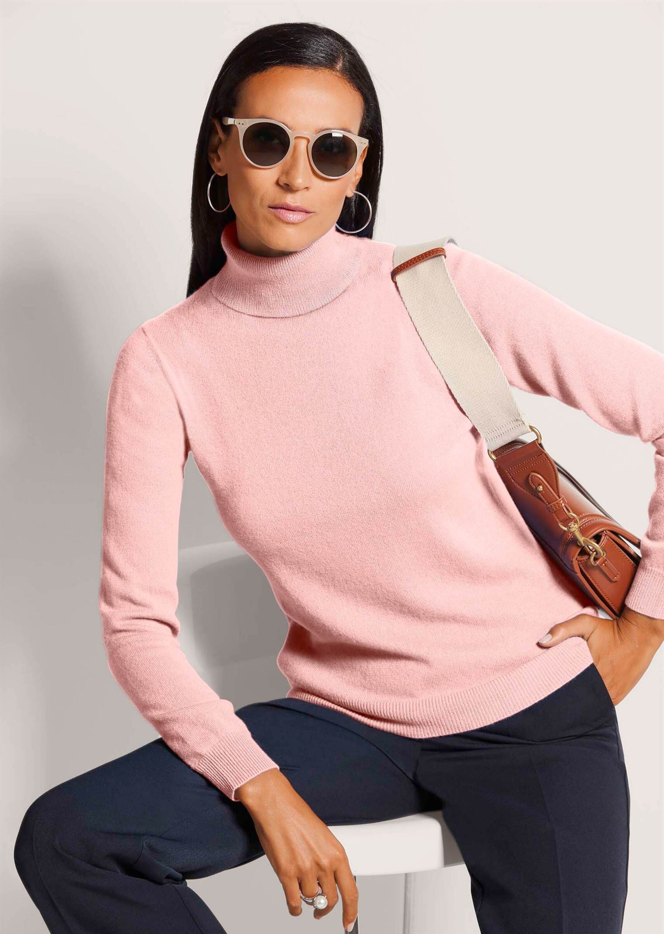 MADELEINE Longpullover »Kaschmirpullover Zeitloser Strickpullover mit geripptem Rollkragen«