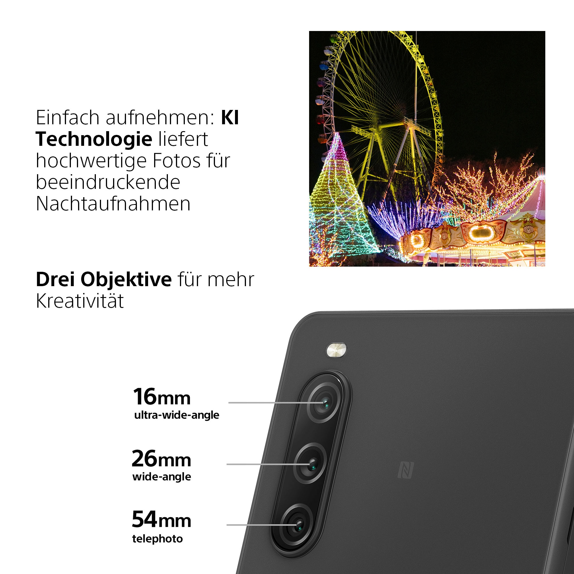 Sony Gojischwarz, bei Kamera Smartphone 48 cm/6,1 jetzt MP OTTO 15,5 online Zoll, »XPERIA 10V«, GB Speicherplatz, 128
