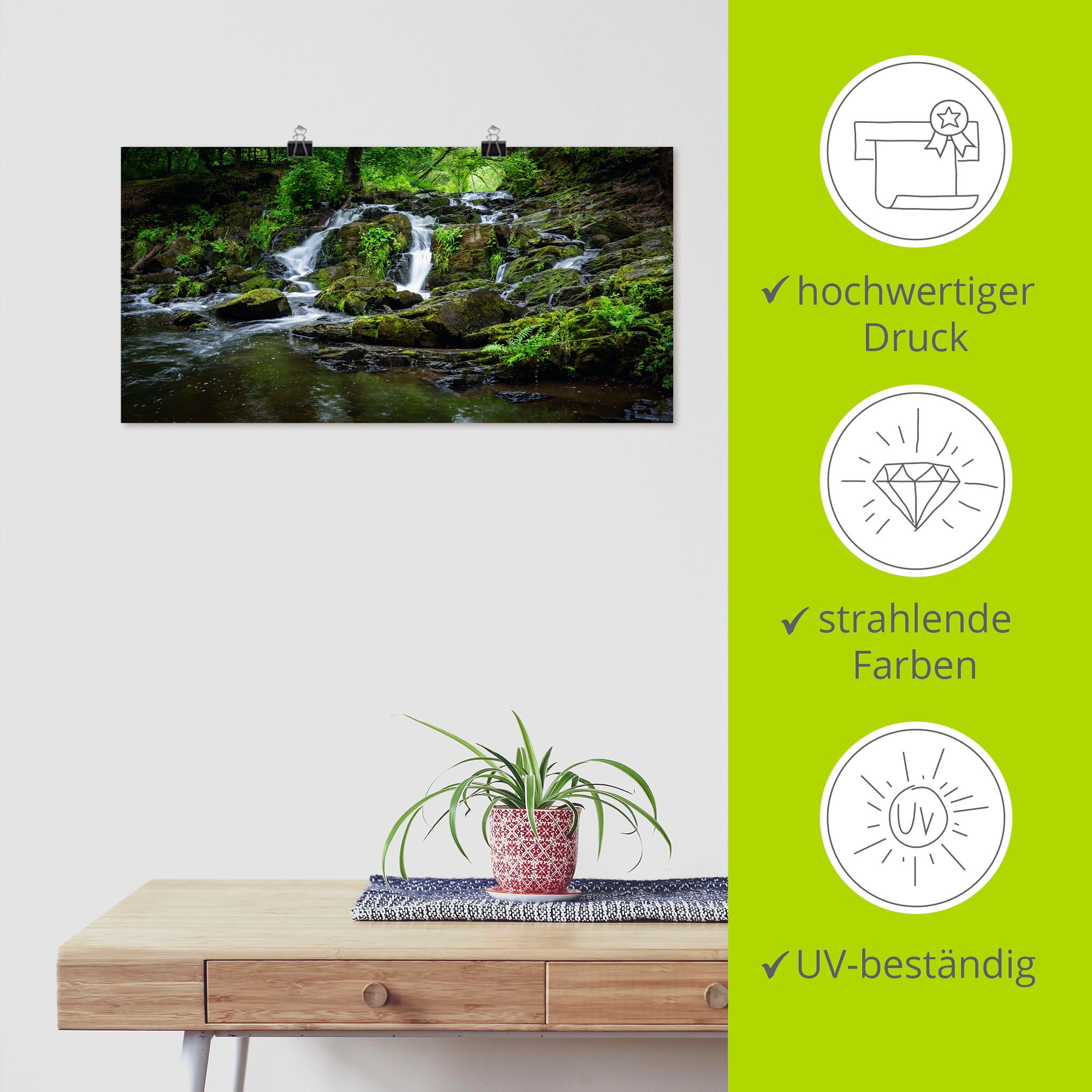 Artland Wandbild »Wasserfall Panorama«, Wasserfallbilder, (1 St.), als Leinwandbild, Poster in verschied. Größen