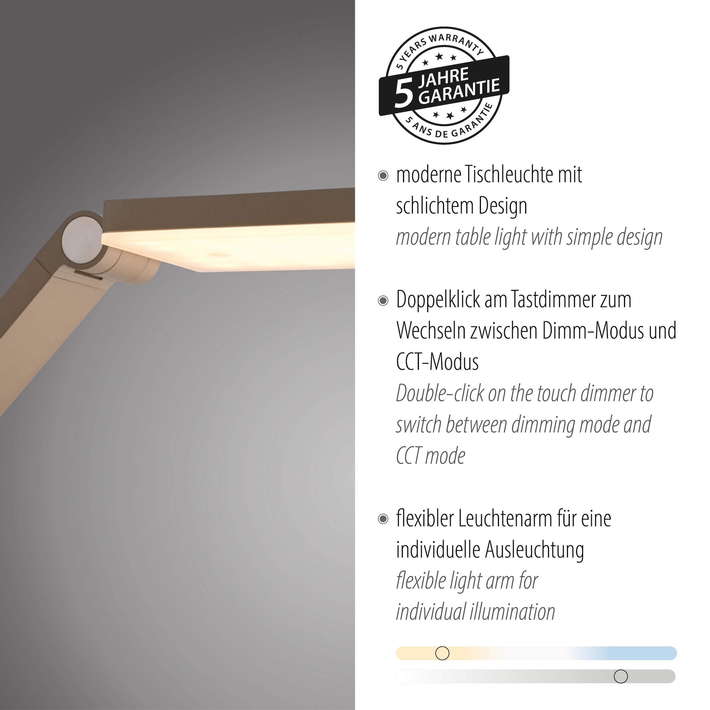 Paul Neuhaus LED Tischleuchte »SAMSKY« LED-Board 1 Stk. warmweiß - kaltweiß Touchdimmer, CCT 2700-5000K, Memoryfunktion, Höhenverstellbar