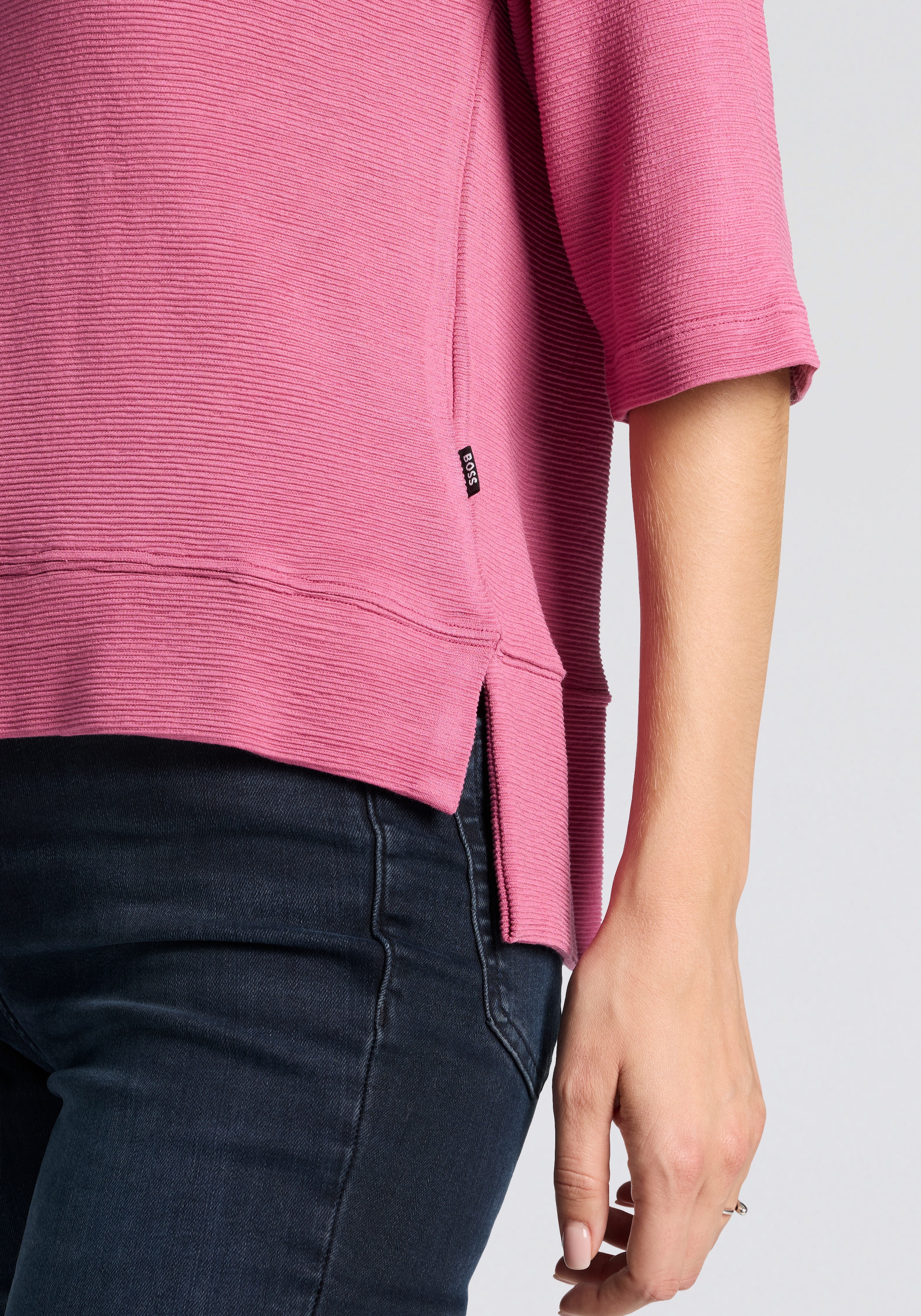 BOSS Sweatshirt , U-Boot-Ausschnitt, feine Struktur
