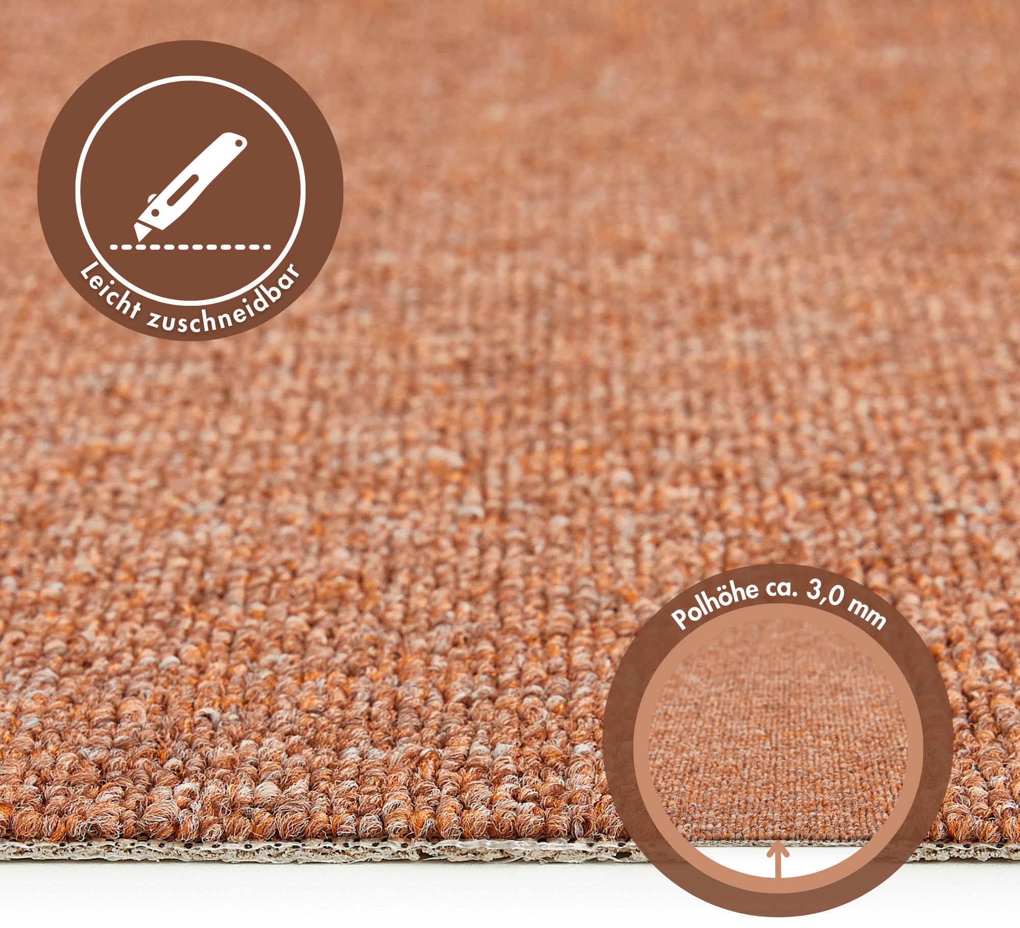 Andiamo Teppichboden »Bob, Feinschlinge, Made in Netherlands«, rechteckig, 4,5 mm Höhe, meliert, Breite 200, 400 oder 500 cm, strapazierfähig & pflegeleicht