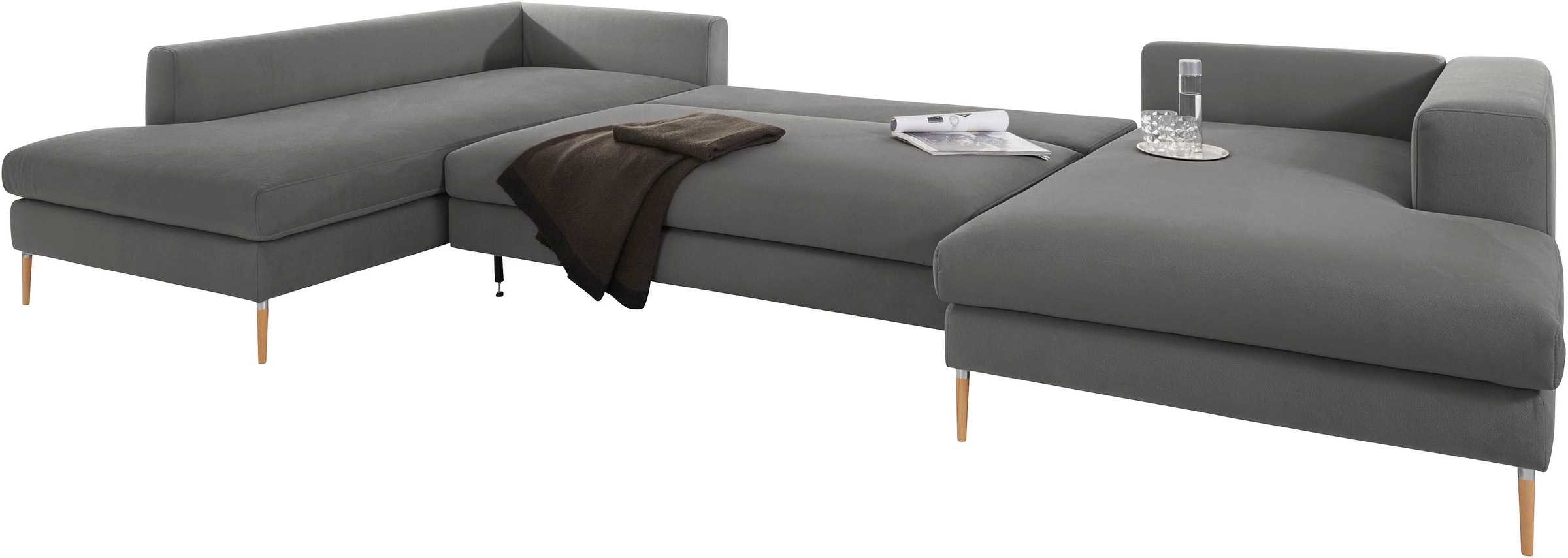 OTTO products Wohnlandschaft »Finnja, viel Platz, wahlweise Bettfunktion und Bettkasten, U-Form«