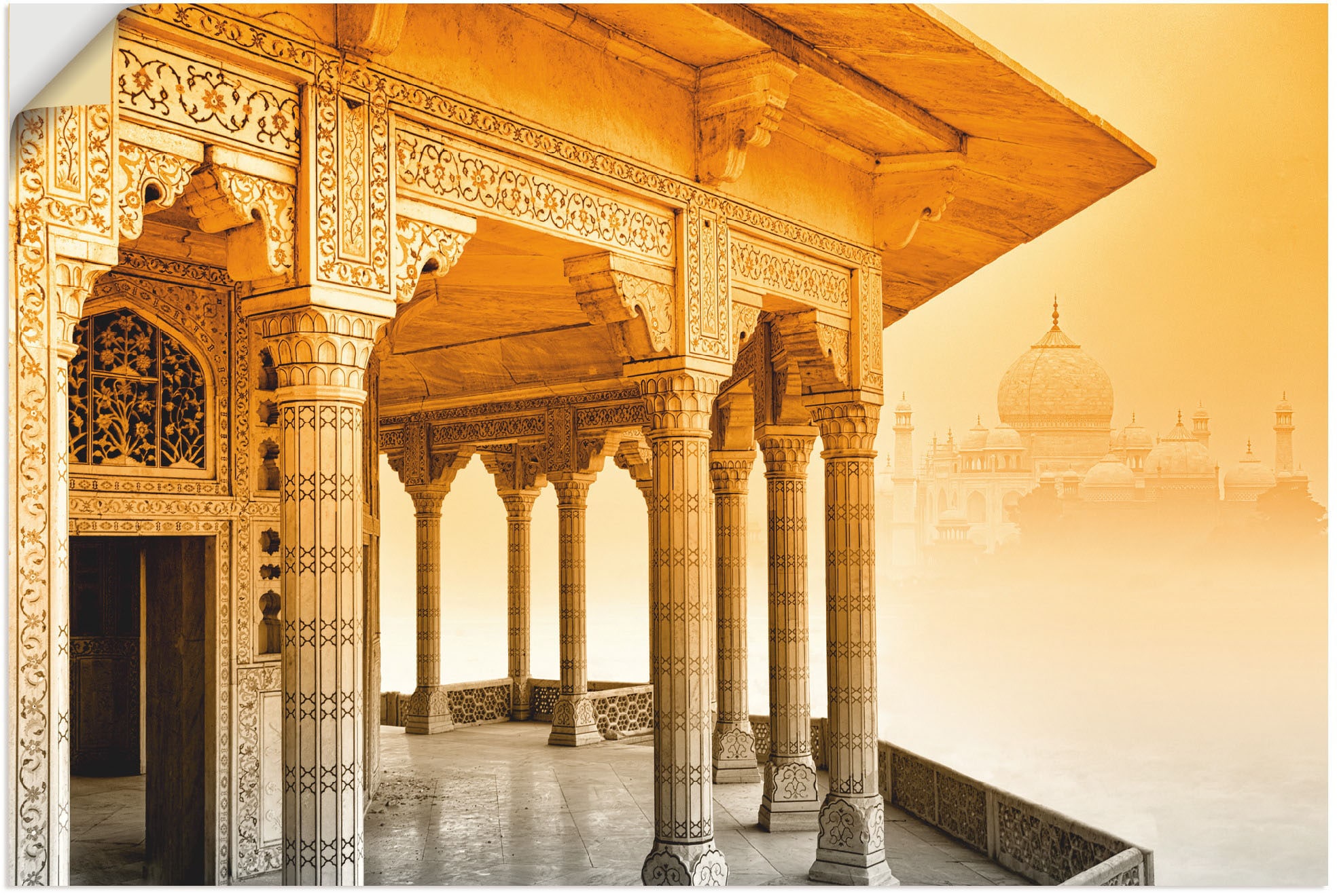 Wandbild »Fort Agra mit Taj Mahal«, Gebäude, (1 St.), als Leinwandbild, Wandaufkleber...