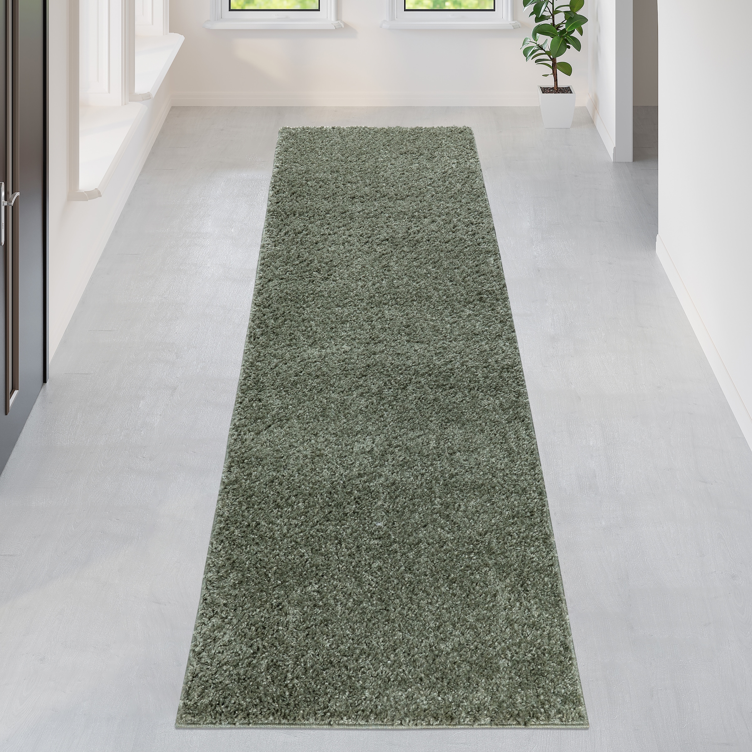 my home Läufer »Shaggy 30« rechteckig 30 mm Höhe Teppich-Läufer, Brücke, Uni-Farben, besonders weich und kuschelig