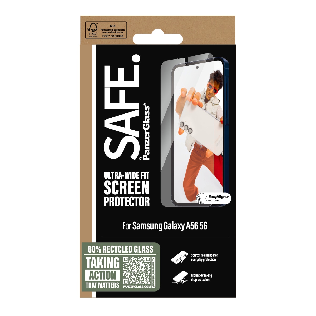 SAFE by PanzerGlass Displayschutzglas »Ultra-Wide Fit Screen Protector«, für Samsung Galaxy A56 5G, Displayschutzfolie, Schutzfolie, Bildschirmschutz, kratz- & stoßfest