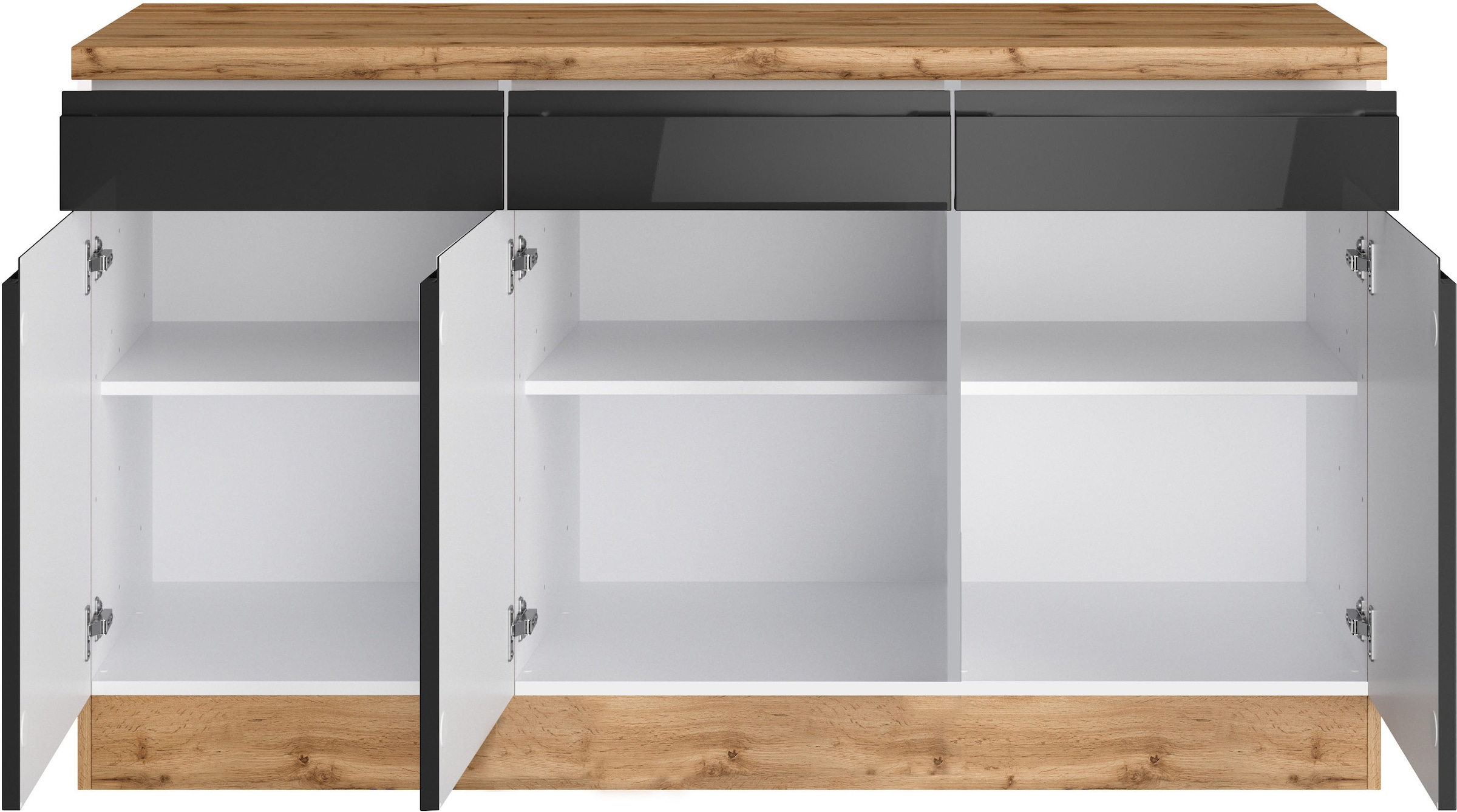 KOCHSTATION Unterschrank »KS-Virginia,neu in verbesserter Ausführung« Stauraum, Softclose,  Breite 150 cm, 3 Türen, Soft-Close-Funktion