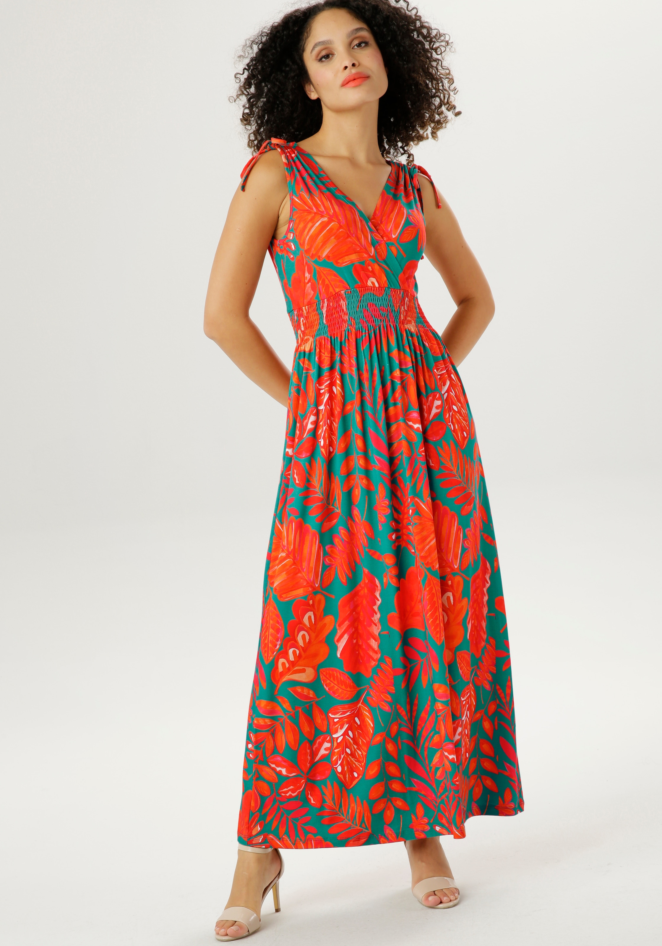 Aniston SELECTED Sommerkleid, mit breiten Trägern zum Raffen bei OTTOversand