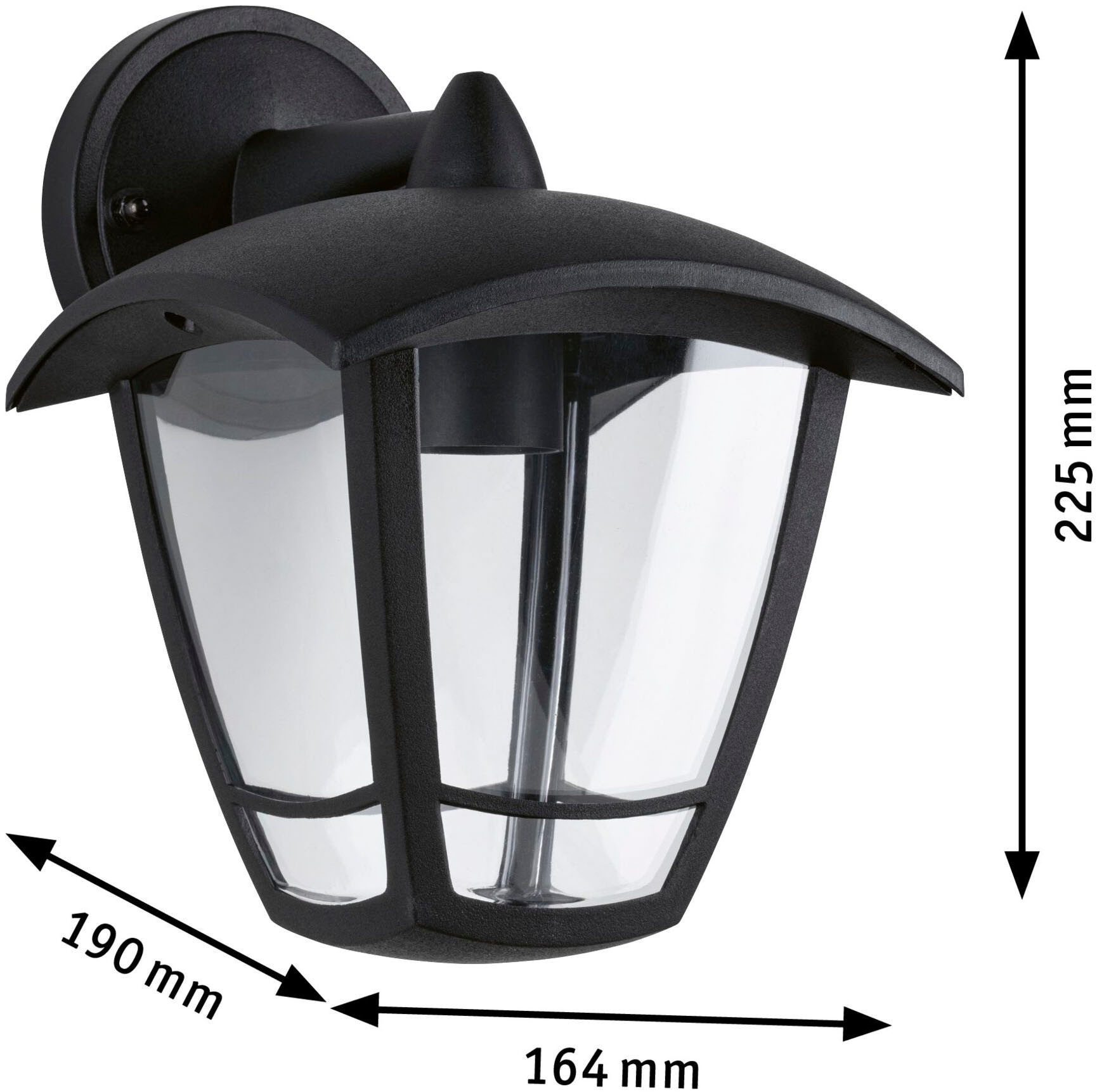Paulmann LED Außen-Wandleuchte »Outdoor 230V Classic curved IP44 E27 Klarglas/Schwarz«, 1 flammig, Leuchtmittel E27 | ohne Leuchtmittel, E27, IP44
